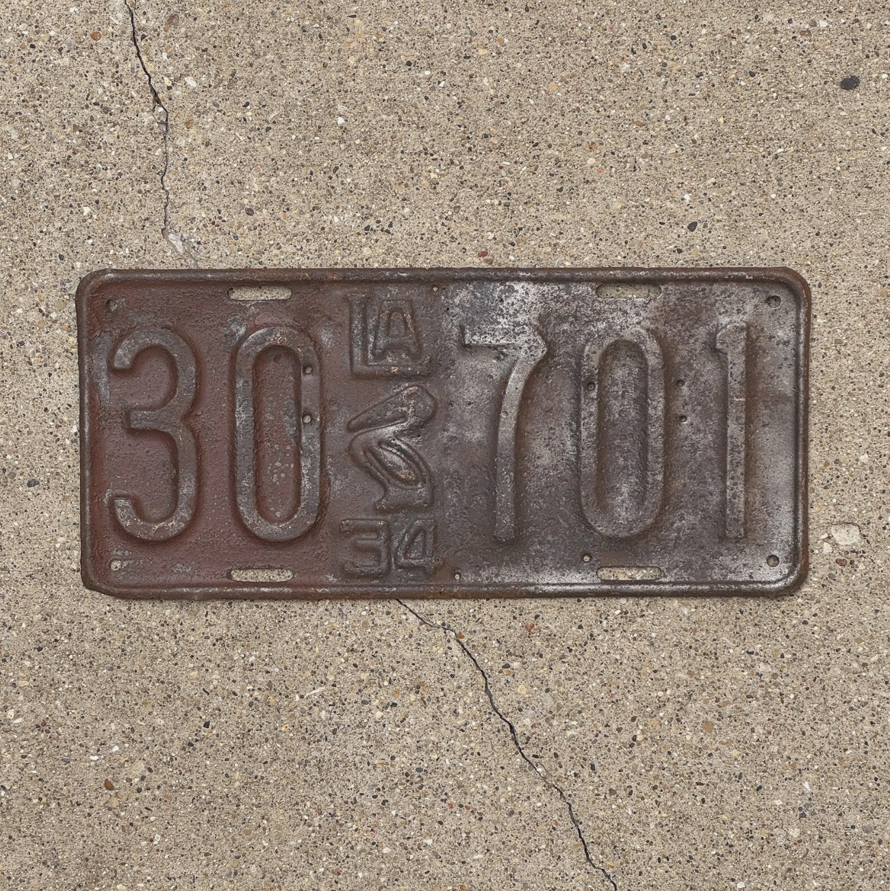 Photo of a 1934 Louisiana License Plate Auto Tag Garage Decor Vintage 30 701
