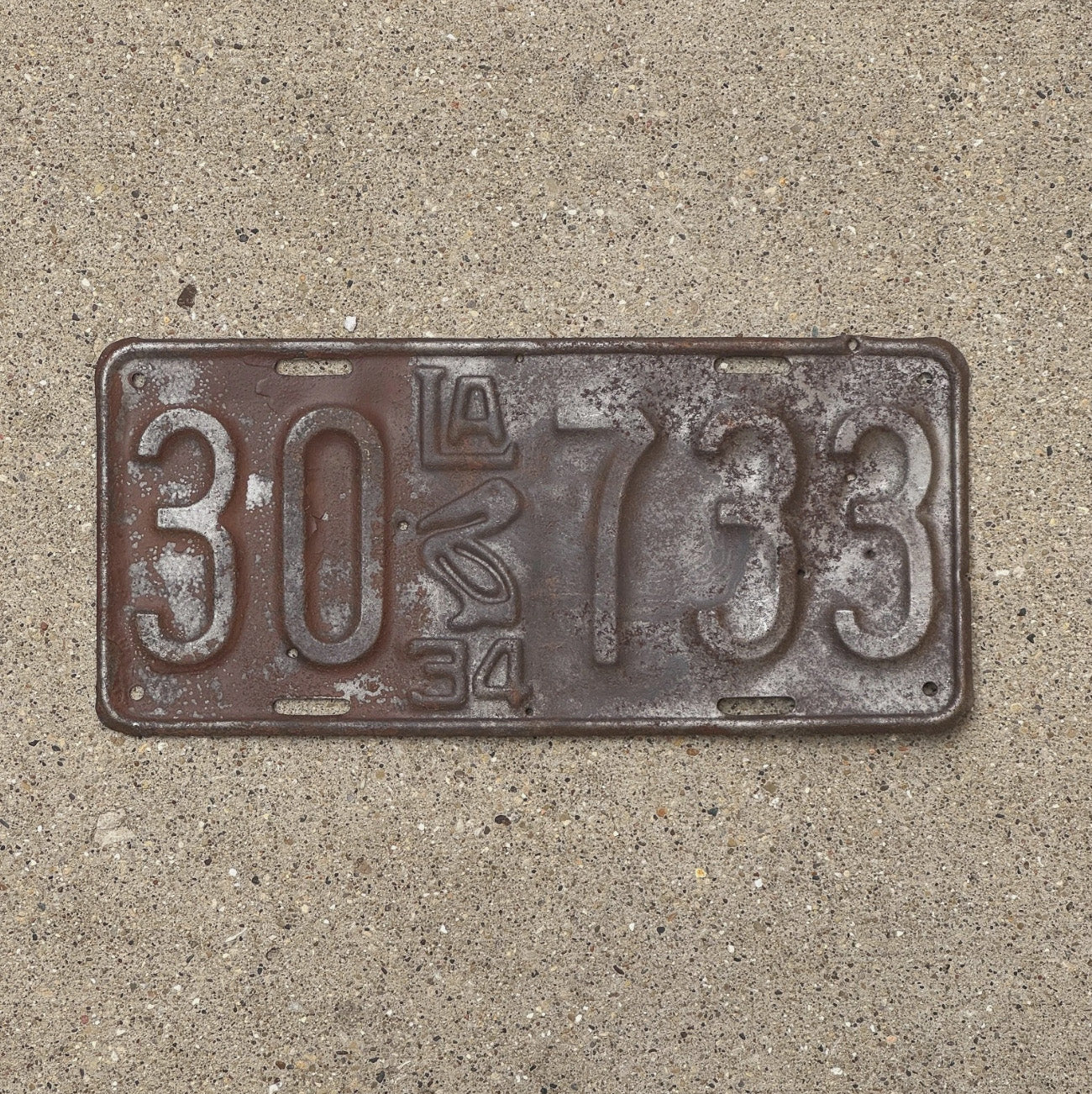 Photo of a 1934 Louisiana License Plate Auto Tag Garage Decor Vintage 30 733