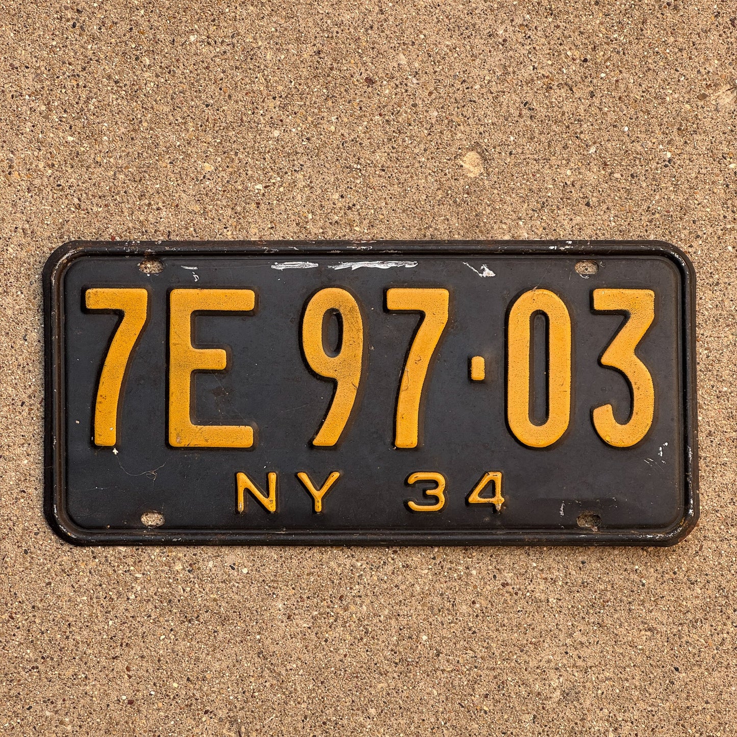 Photo of a 1934 New York License Plate Auto Tag Garage Decor Vintage 7E 9703