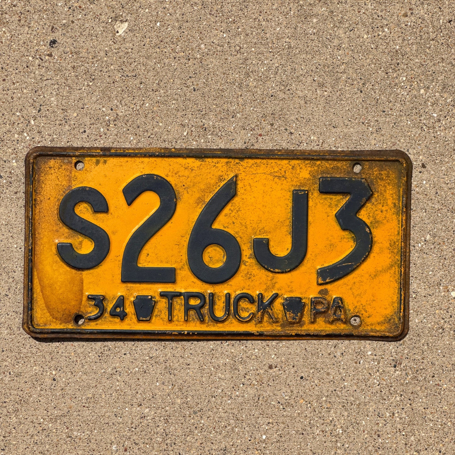 Photo of a 1934 Pennsylvania Truck License Plate Auto Tag Garage Decor Vintage S 26 J 3