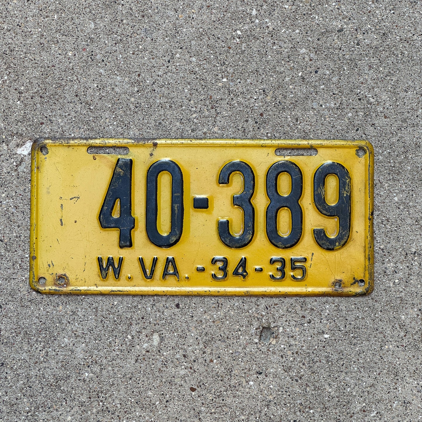 Photo of a 1934 West Virginia License Plate Auto Tag Garage Decor Vintage 40 389