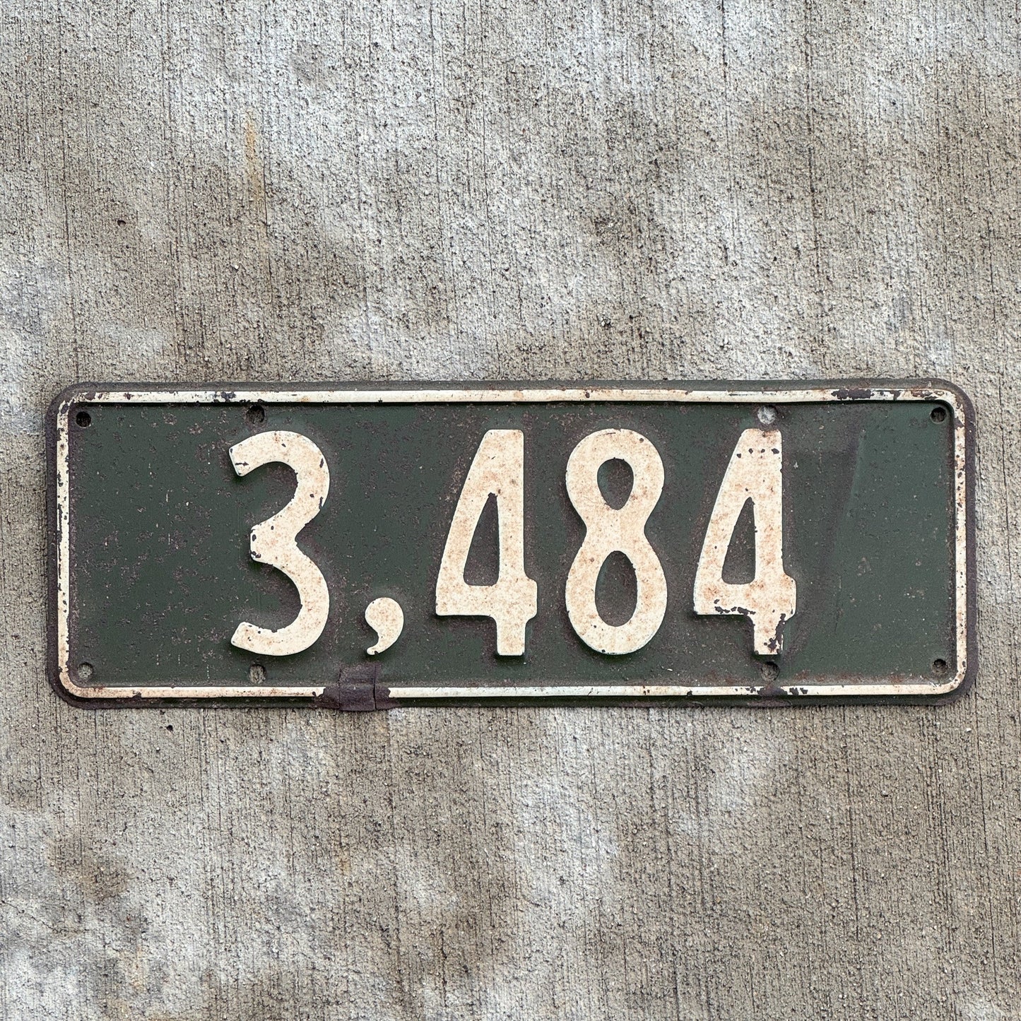 Photo of a 1935 1936 New Zealand License Plate Auto Tag Garage Decor Vintage 3 484 with original patina
