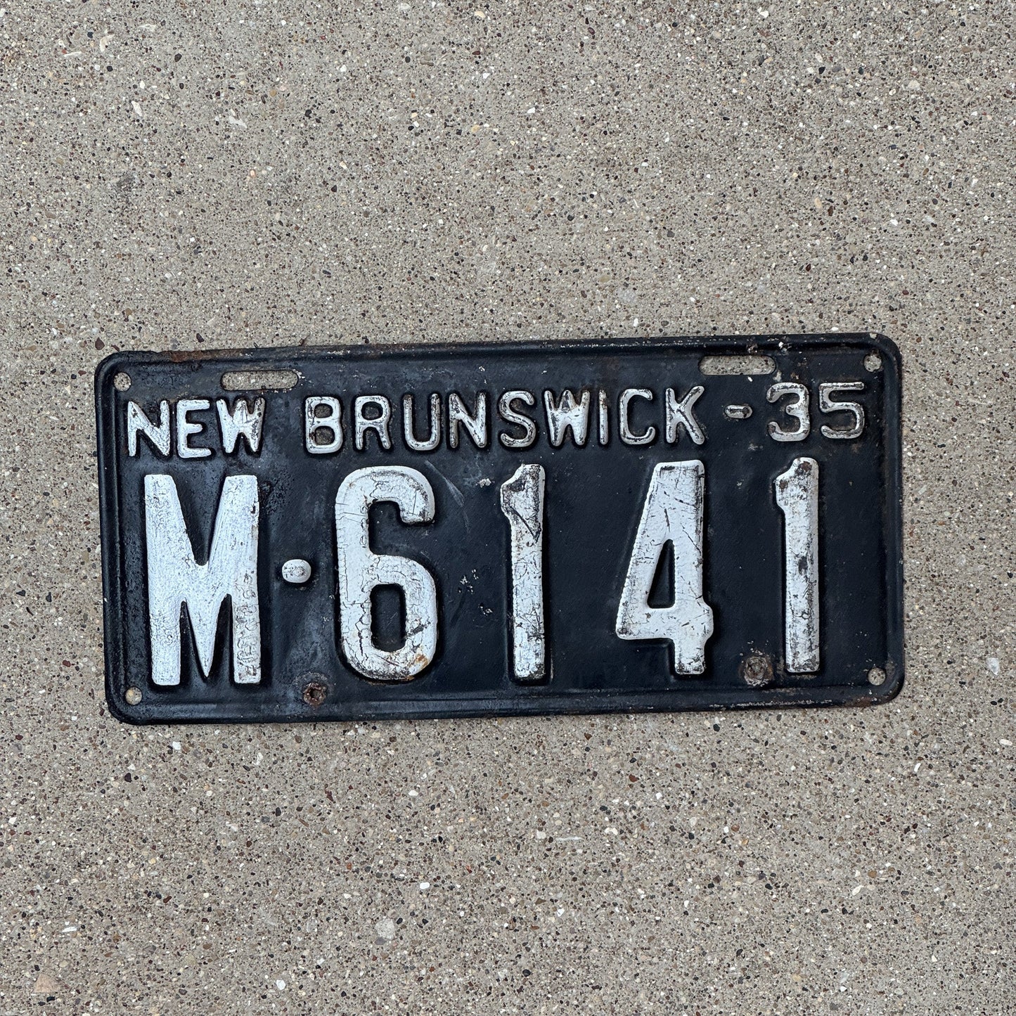 Photo of a 1935 New Brunswick License Plate Auto Tag Garage Decor Vintage M 6141