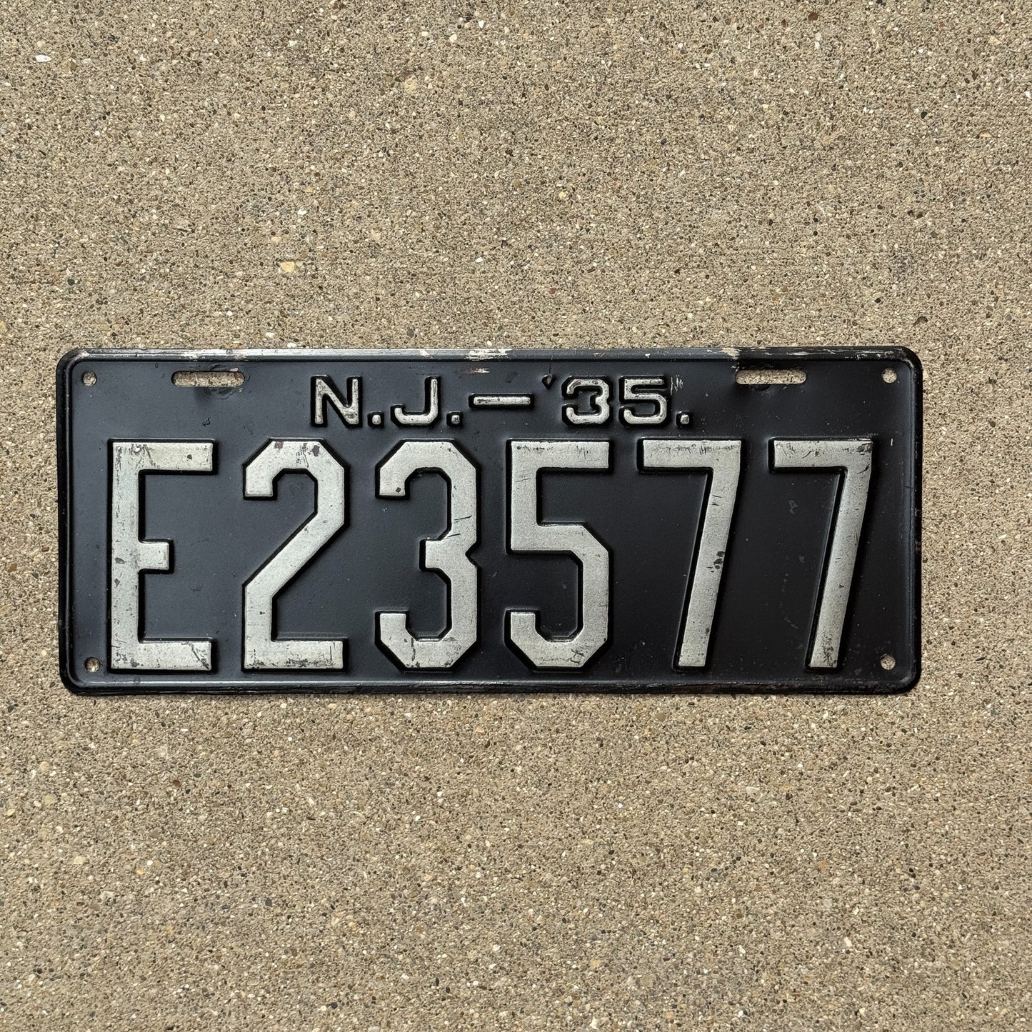 Photo of a 1935 New Jersey License Plate Auto Tag Garage Decor Vintage High Quality E 23577