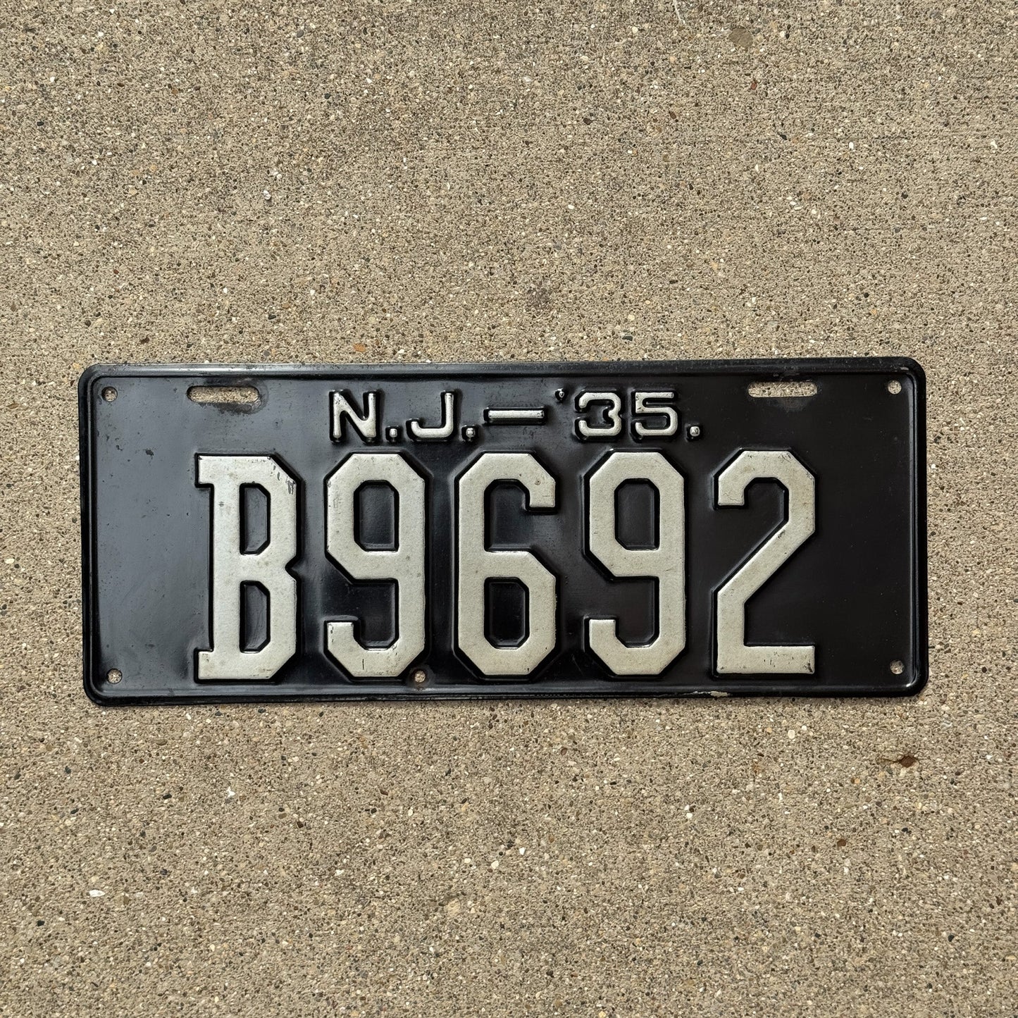 Photo of a 1935 New Jersey License Plate Auto Tag Garage Decor Vintage High Quality Paint B 9692