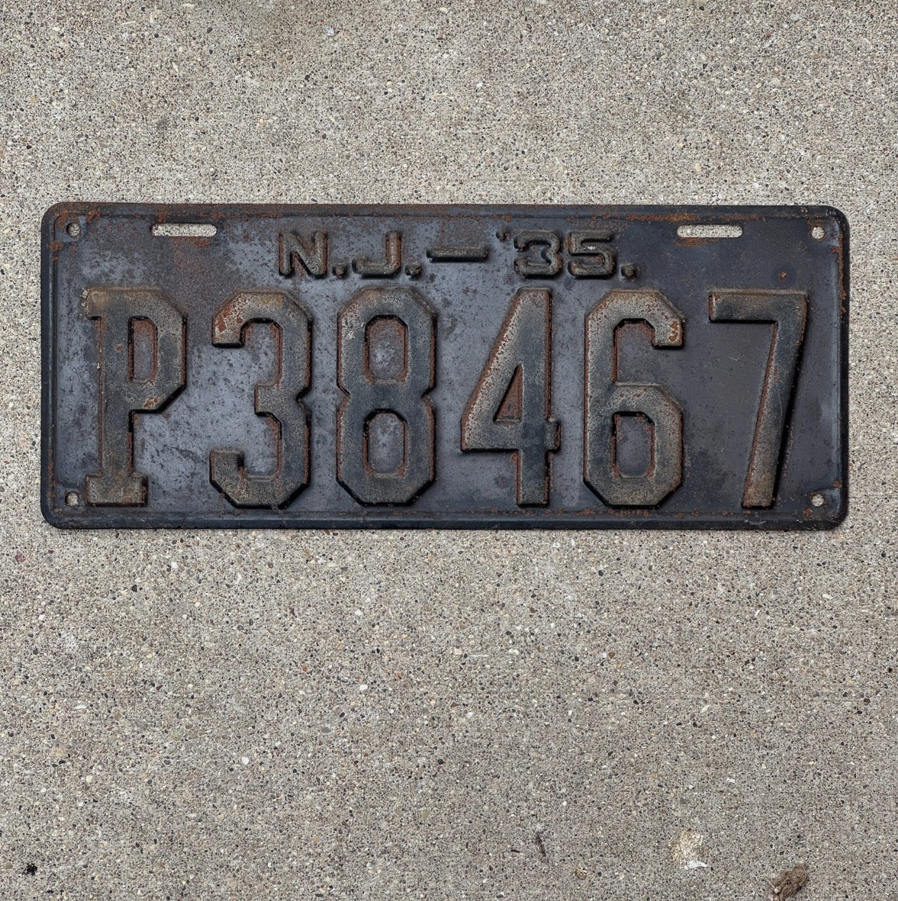 Photo of a 1935 New Jersey License Plate Auto Tag Garage Decor Vintage P 383467