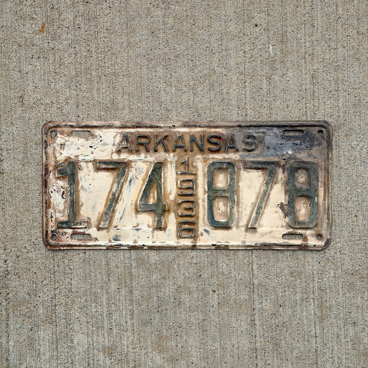 Photo of a 1936 Arkansas License Plate Auto Tag Garage Decor Vintage 174 878 with original patina