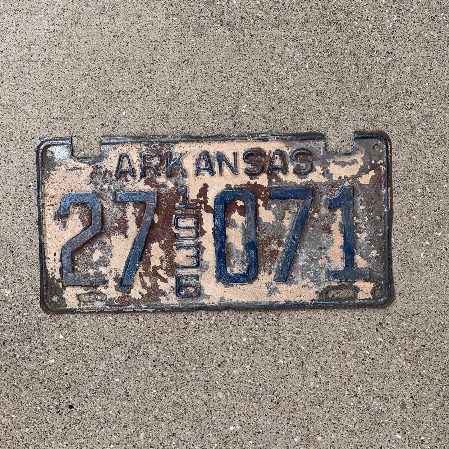 Photo of a 1936 Arkansas License Plate Auto Tag Garage Decor Vintage 27 071