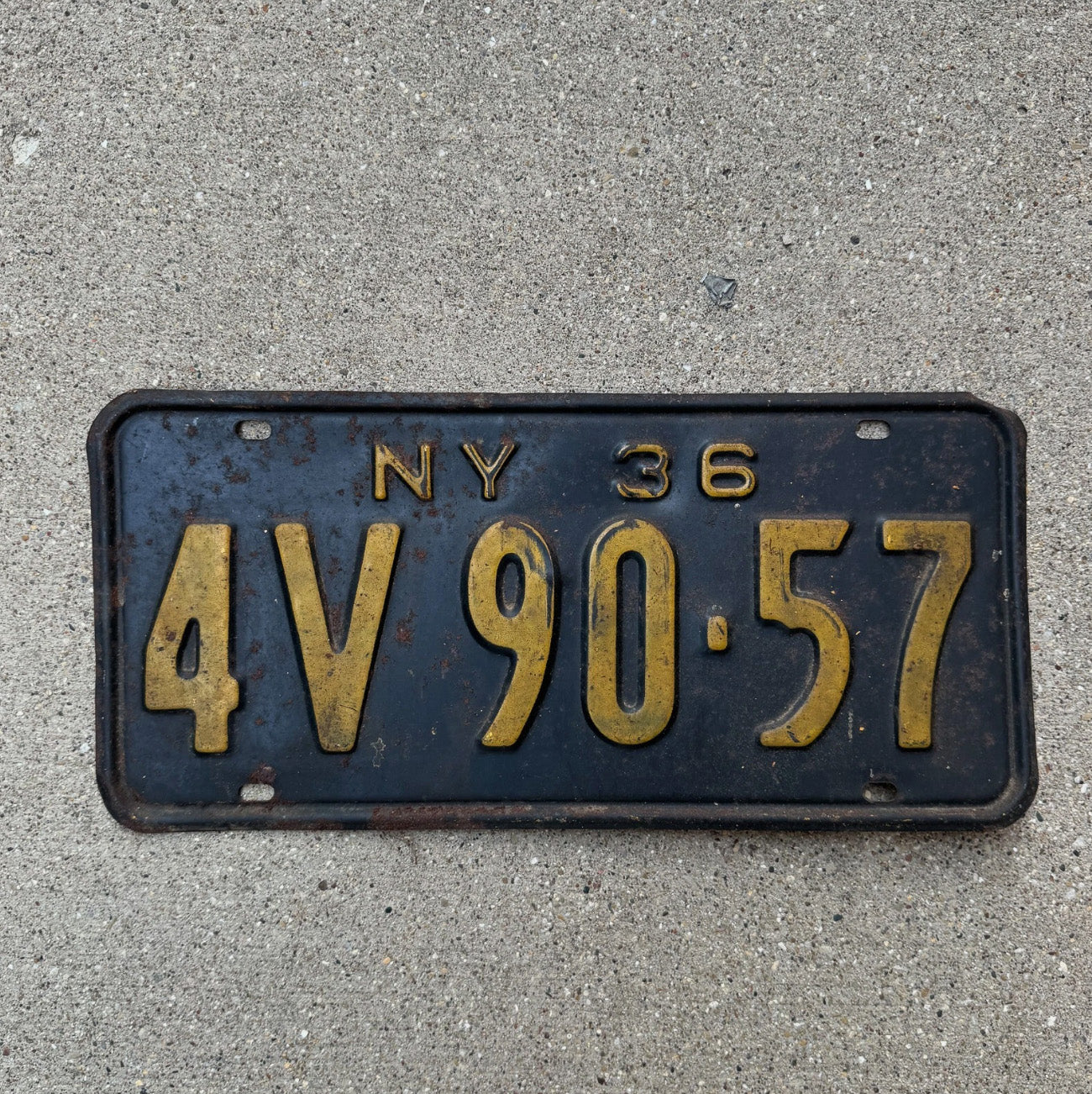 Photo of a 1936 New York License Plate Auto Tag 2 Garage Decor 4V 9057