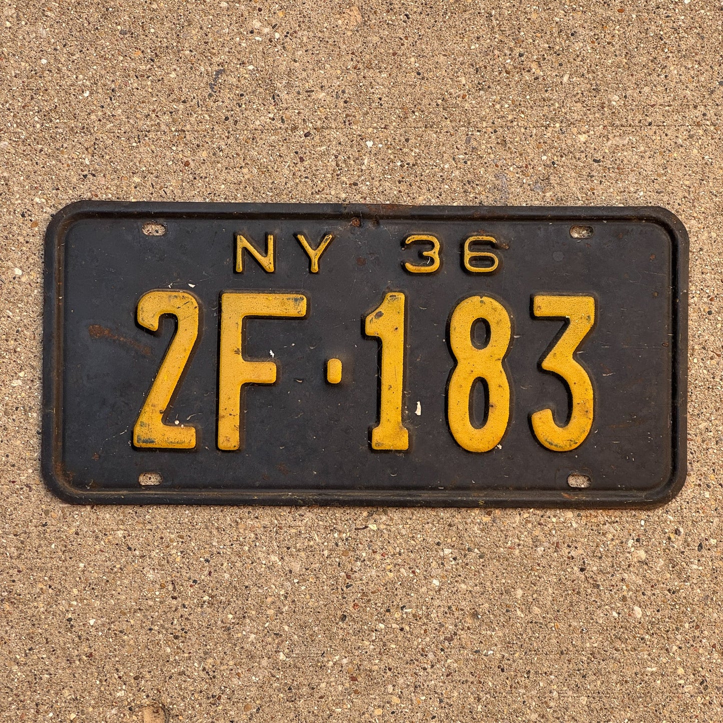 Photo of a 1936 New York License Plate Auto Tag Garage Decor Vintage 2F 183