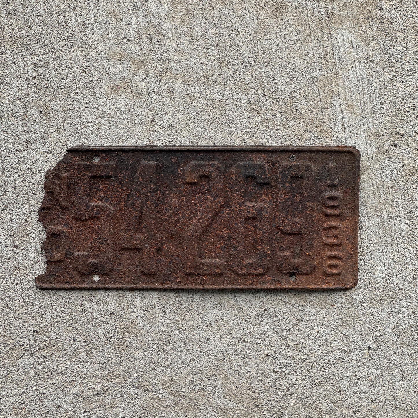 Photo of a 1936 North Dakota License Plate Auto Tag 2 Vintage Garage 54 269 with original patina