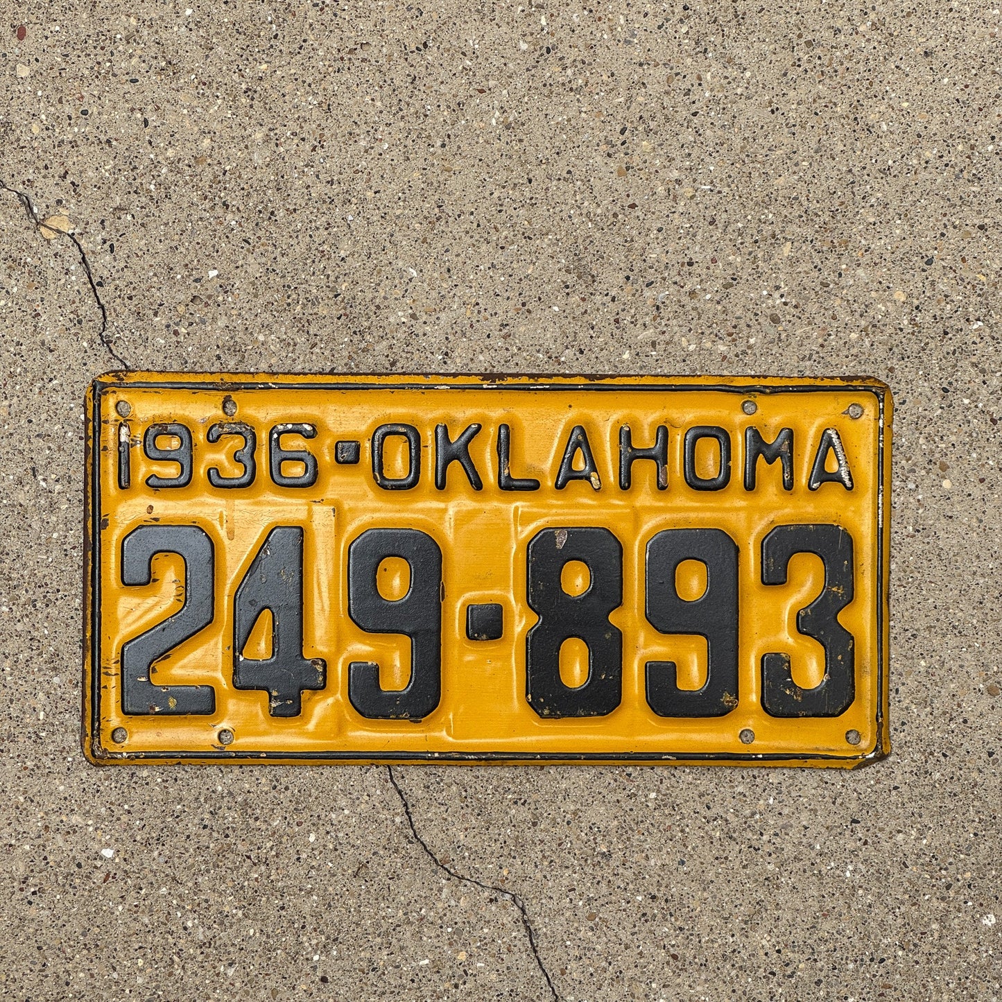 Photo of a 1936 Oklahoma License Plate Auto Tag Garage Decor Vintage 249 893
