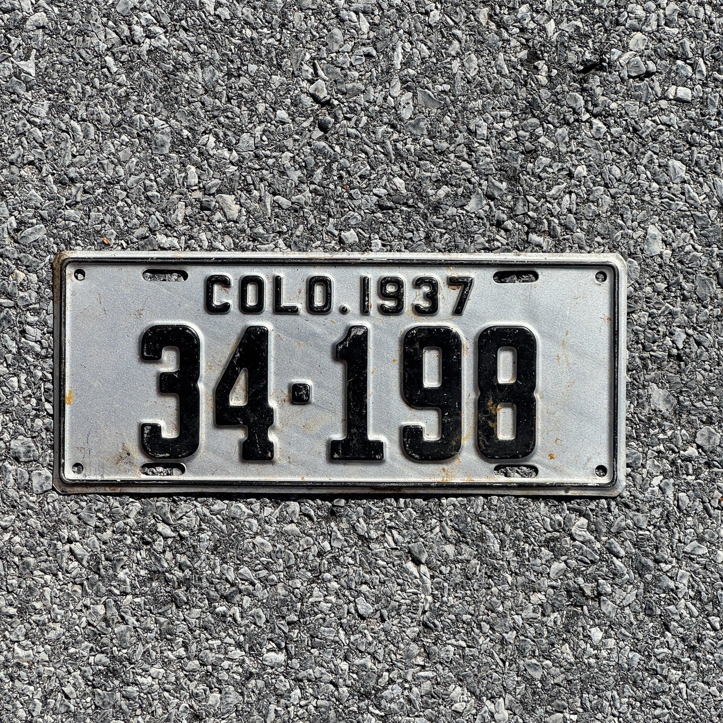 Photo of a 1937 Colorado License Plate Auto Tag Garage Decor Vintage 34 198