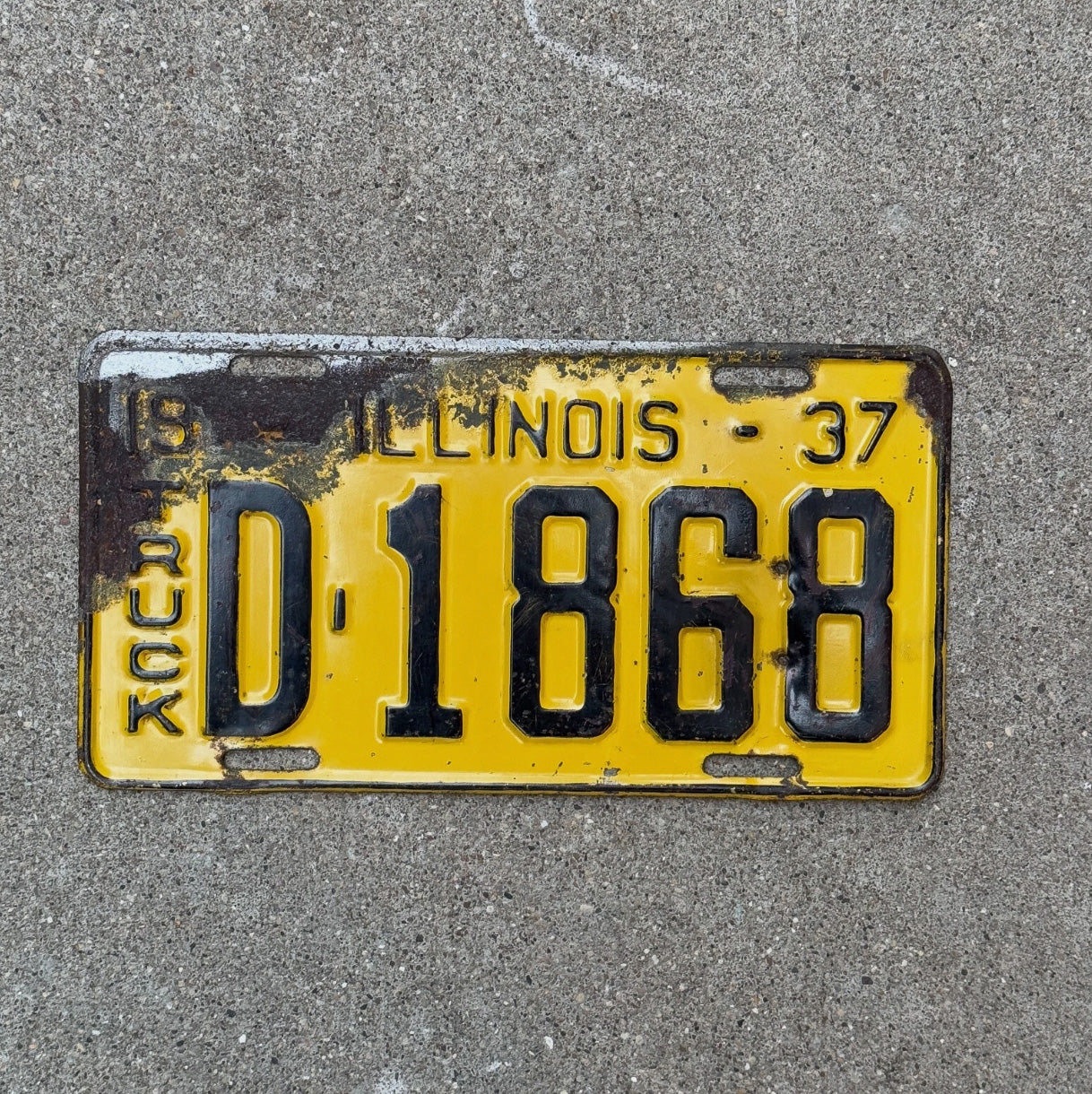 Photo of a 1937 Illinois TRUCK License Plate Auto Tag Garage Decor Vintage License Plate Auto Tag Garage Decor D 1868