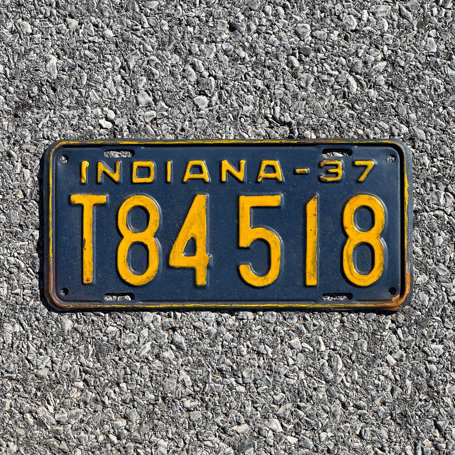 Photo of a 1937 Indiana Truck License Plate Auto Tag Garage Decor Vintage T 84518