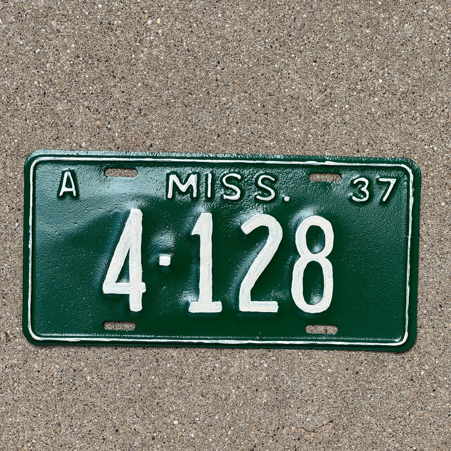 Photo of a 1937 Mississippi License Plate Auto Tag Garage Decor Vintage 4128