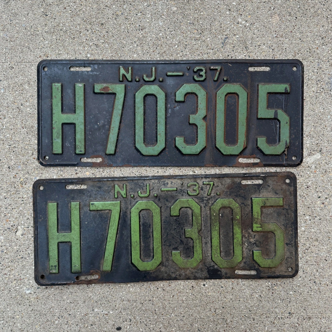 Photo of a 1937 New Jersey License Plate Pair Auto Tag Garage Decor Vintage YOM Ford Chevy Dodge H 70305