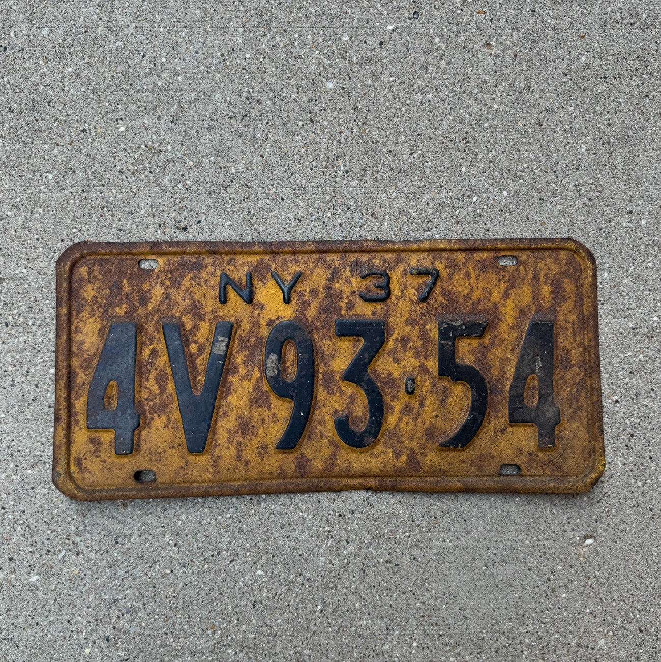 Photo of a 1937 New York License Plate Auto Tag 2 Garage Decor 4V 9354