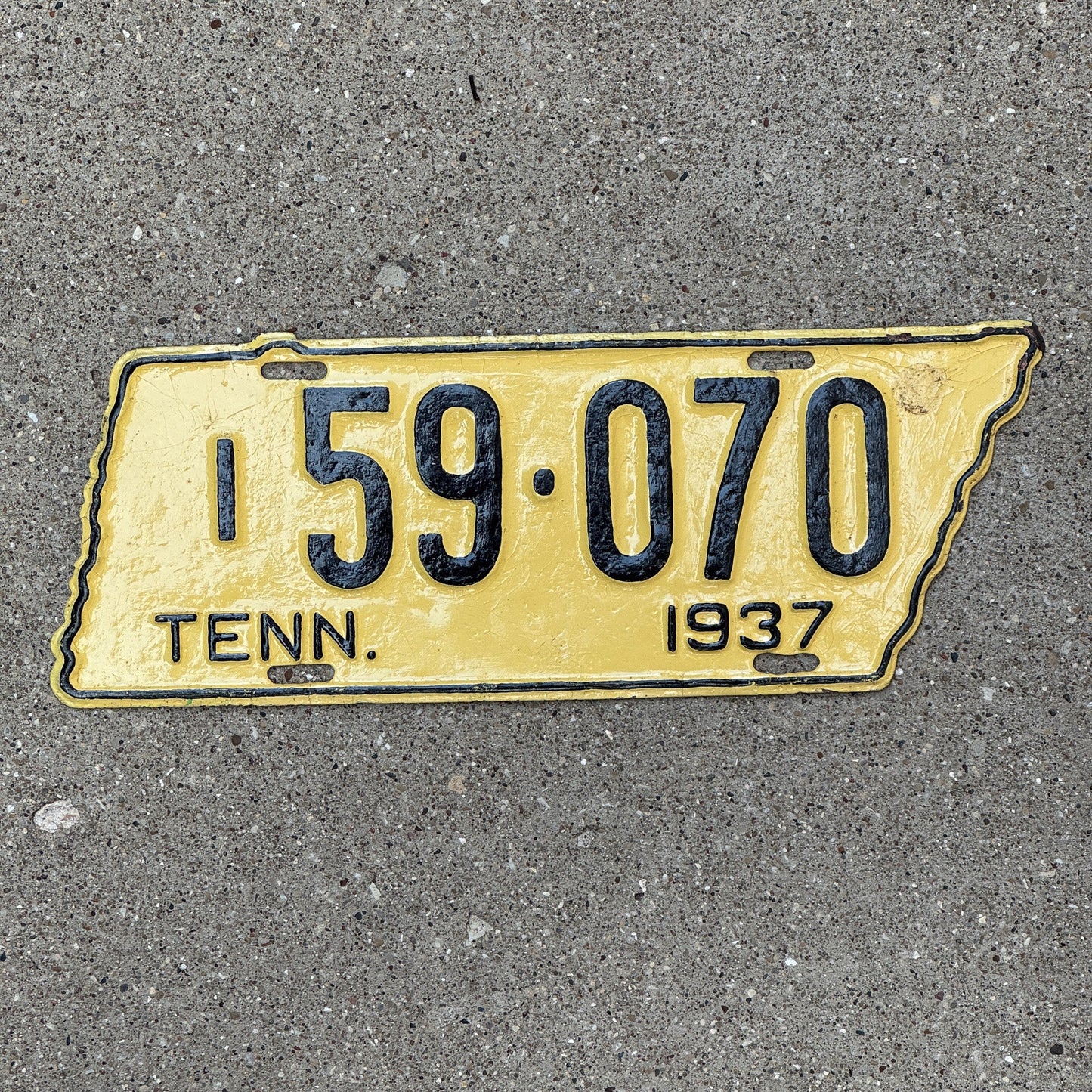 Photo of a 1937 Tennessee Truck License Plate Auto Tag Garage Decor Vintage State Shape 1 59 070