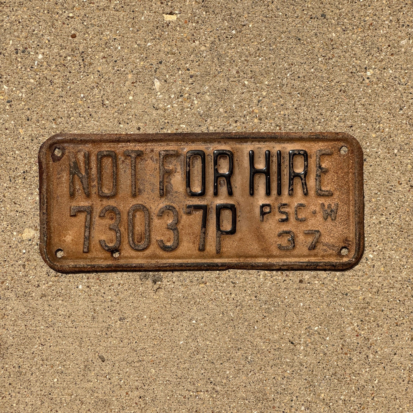 Photo of a 1937 Wisconsin Psc Not For Hire License Plate Auto Tag Garage Decor Vintage Public Service Commission 73037 P