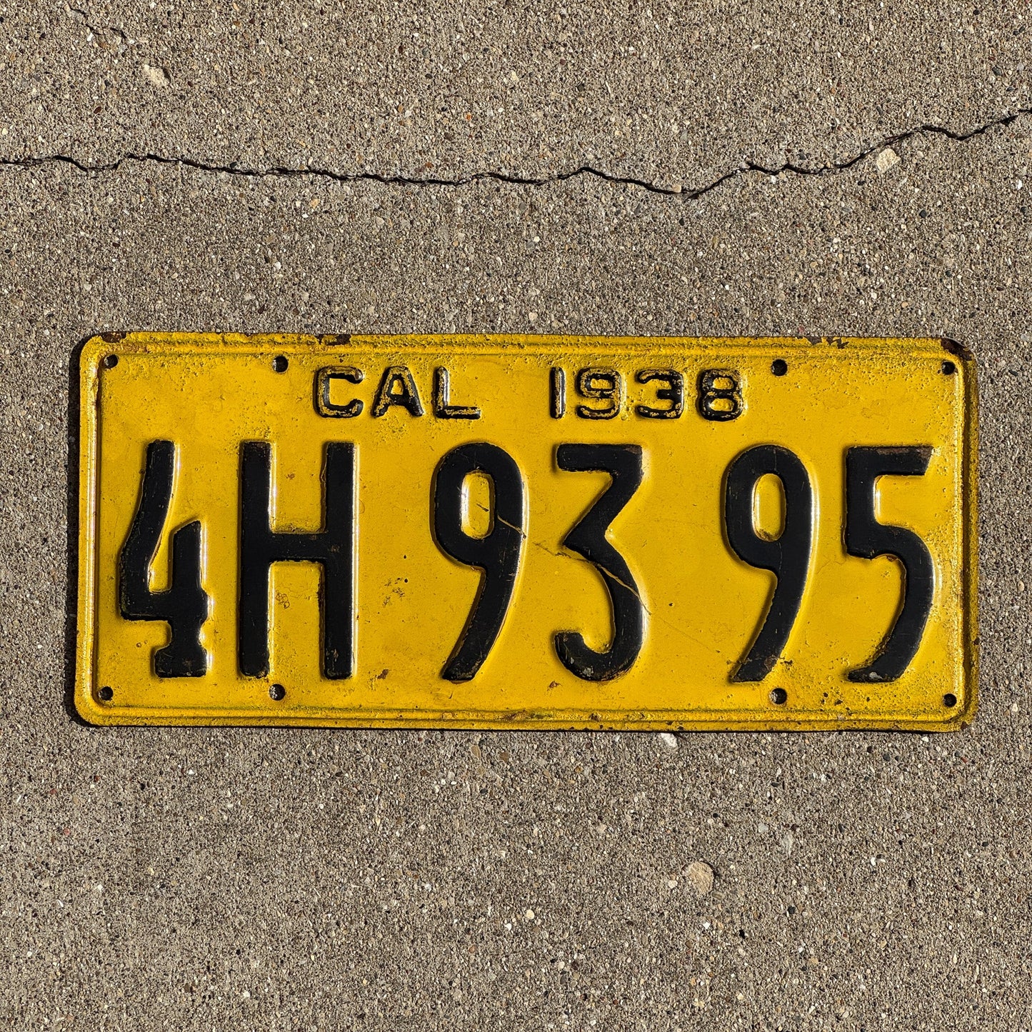 Photo of a 1938 California License Plate Auto Tag Garage Decor Vintage 4H 9395