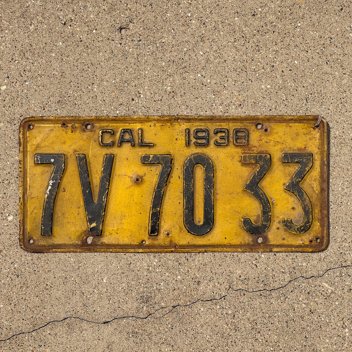 Photo of a 1938 California License Plate Auto Tag Garage Decor Vintage 7V 70 33