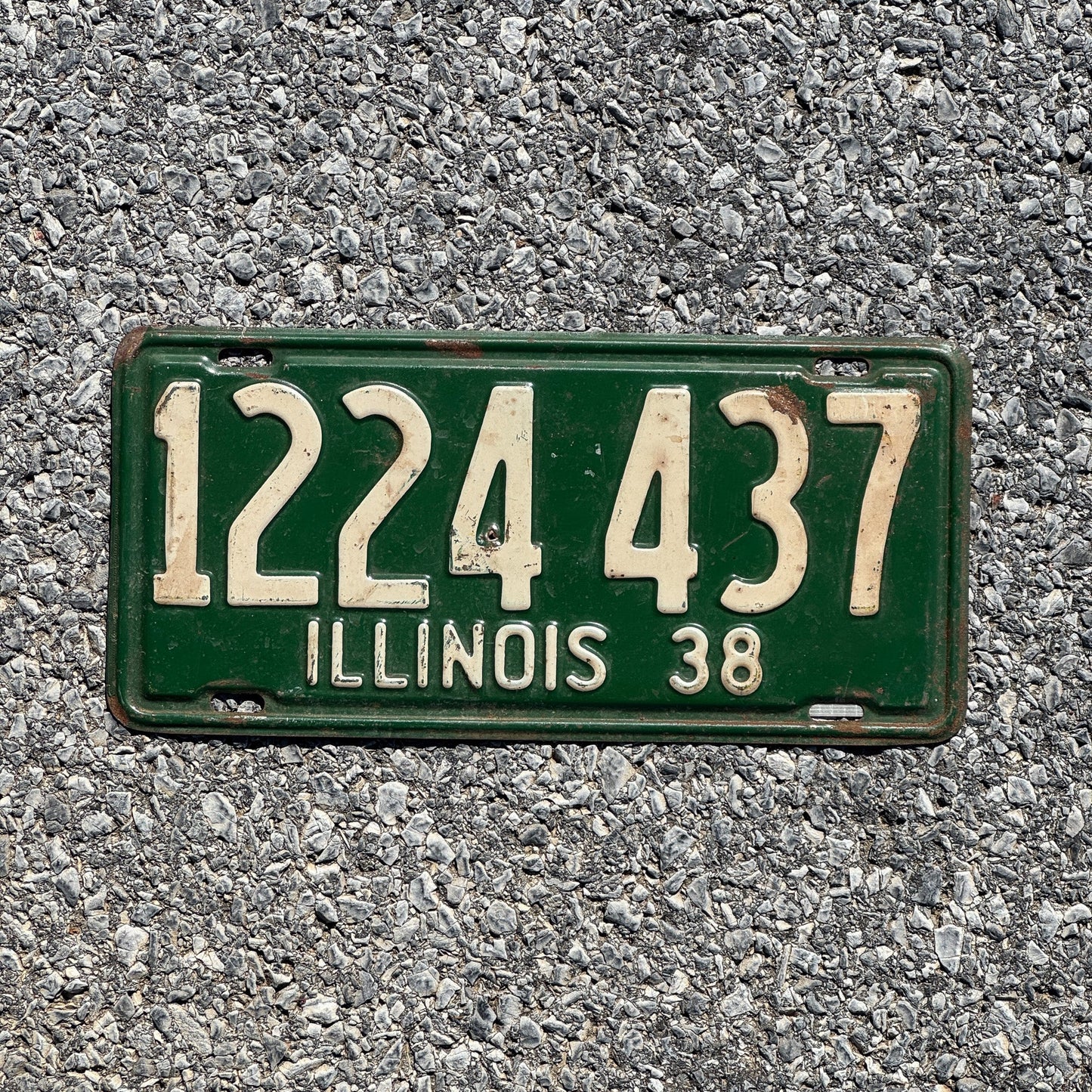 Photo of a 1938 Illinois License Plate Auto Tag Garage Decor Vintage 1224 437