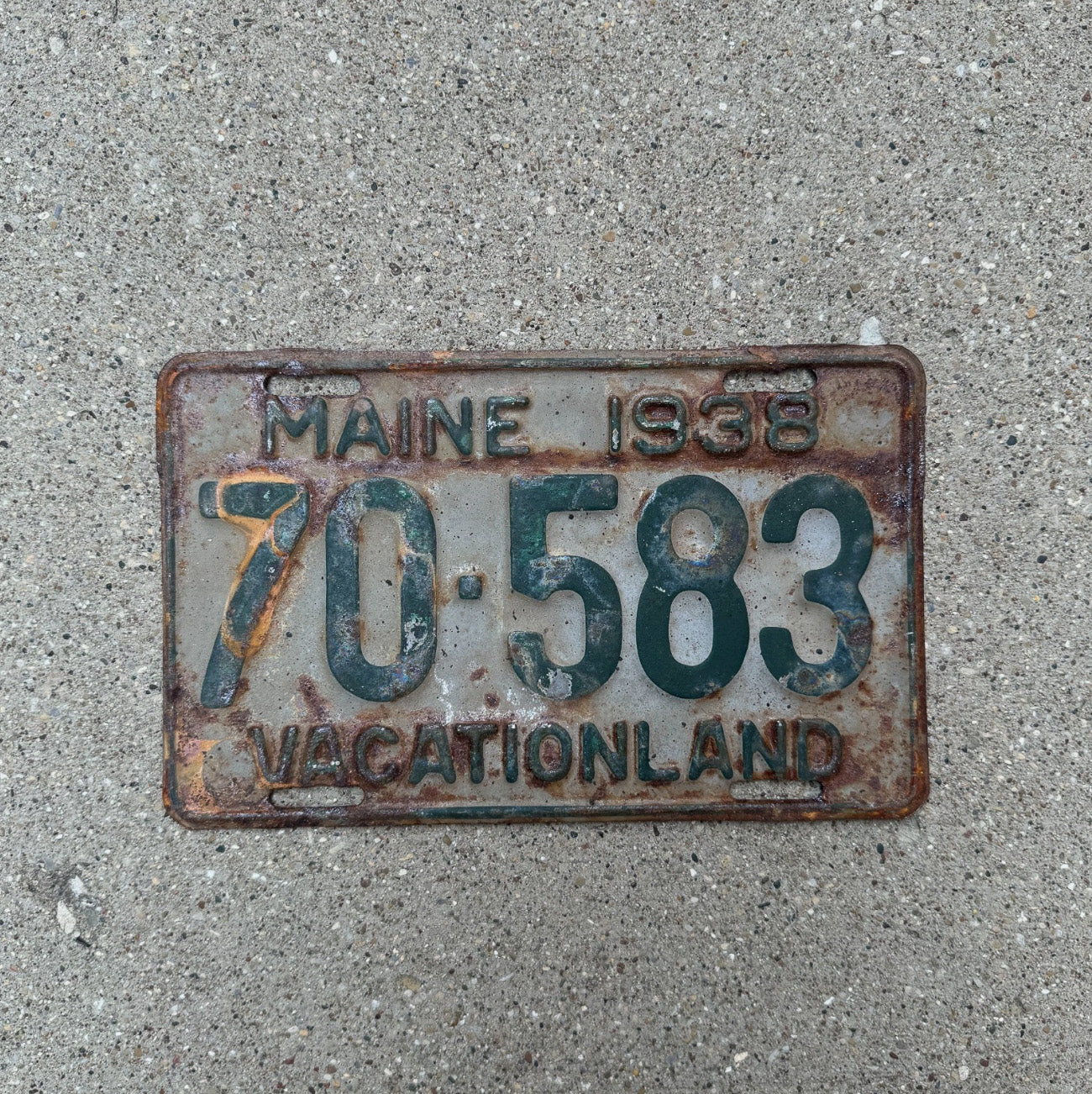 Photo of a 1938 Maine License Plate Auto Tag Garage Decor Vintage Vacationland 70583