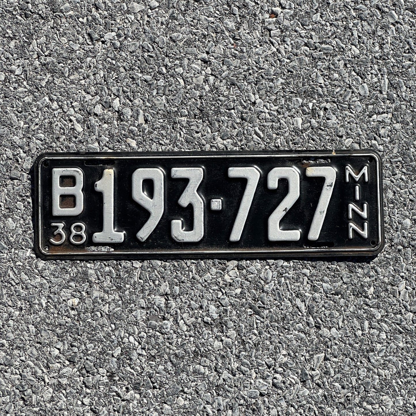 Photo of a 1938 Minnesota License Plate Auto Tag Garage Decor Vintage B 193 727