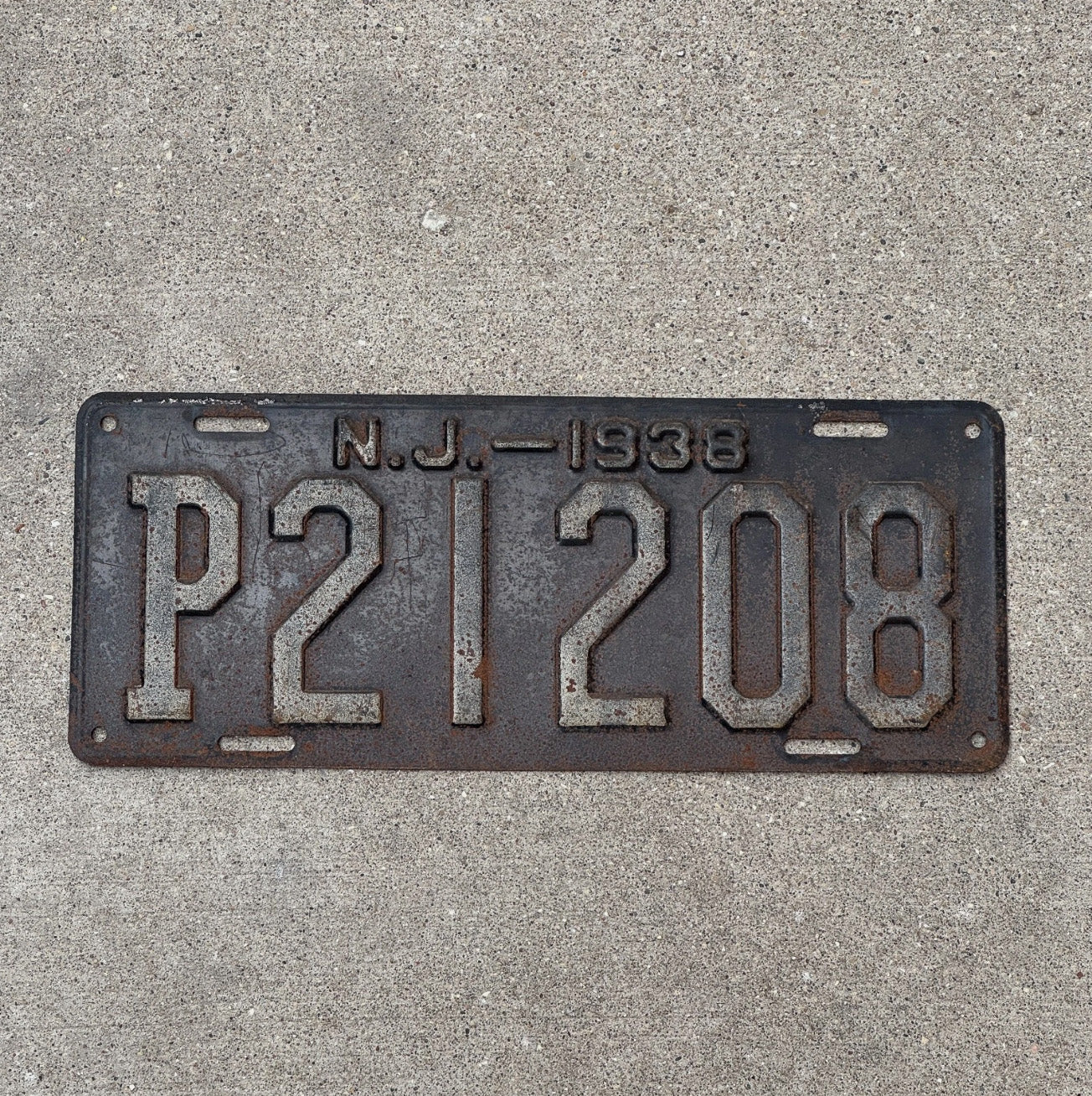 Photo of a 1938 New Jersey License Plate Auto Tag Garage Decor Vintage P 21208