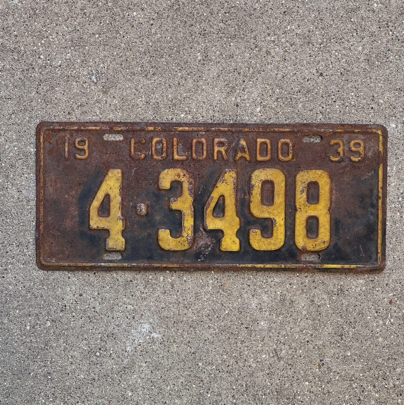 Photo of a 1939 Colorado License Plate Auto Tag Garage Decor Vintage 43498