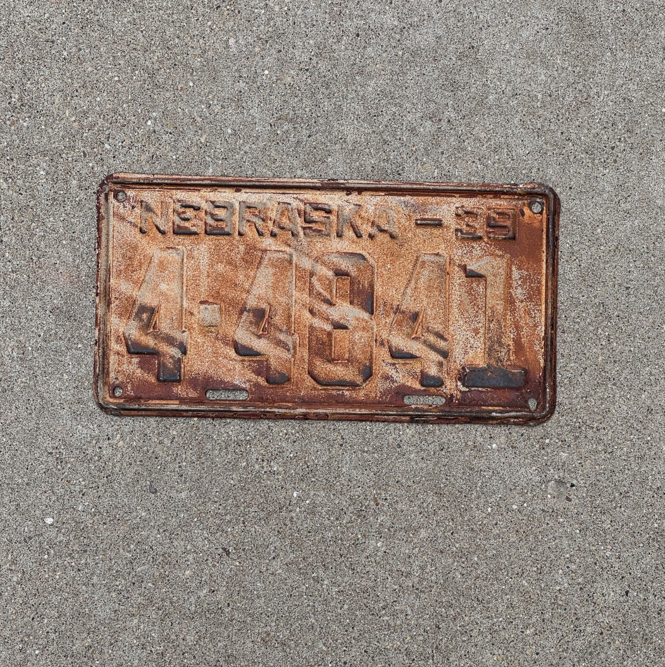 Photo of a 1939 Nebraska License Plate Auto Tag Garage Decor Vintage 44841