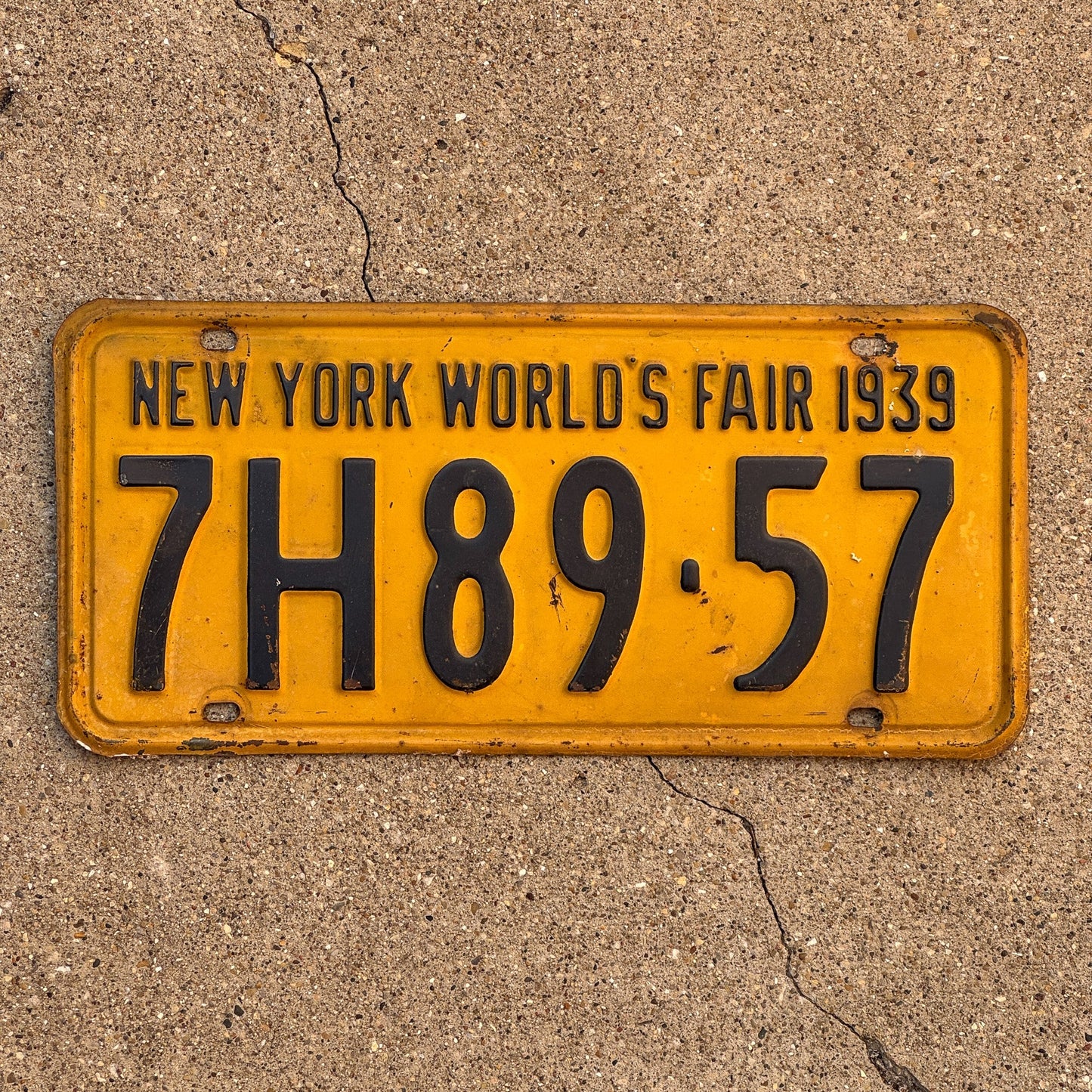 Photo of a 1939 New York License Plate Auto Tag Garage Decor Vintage World's Fair 7H 8957