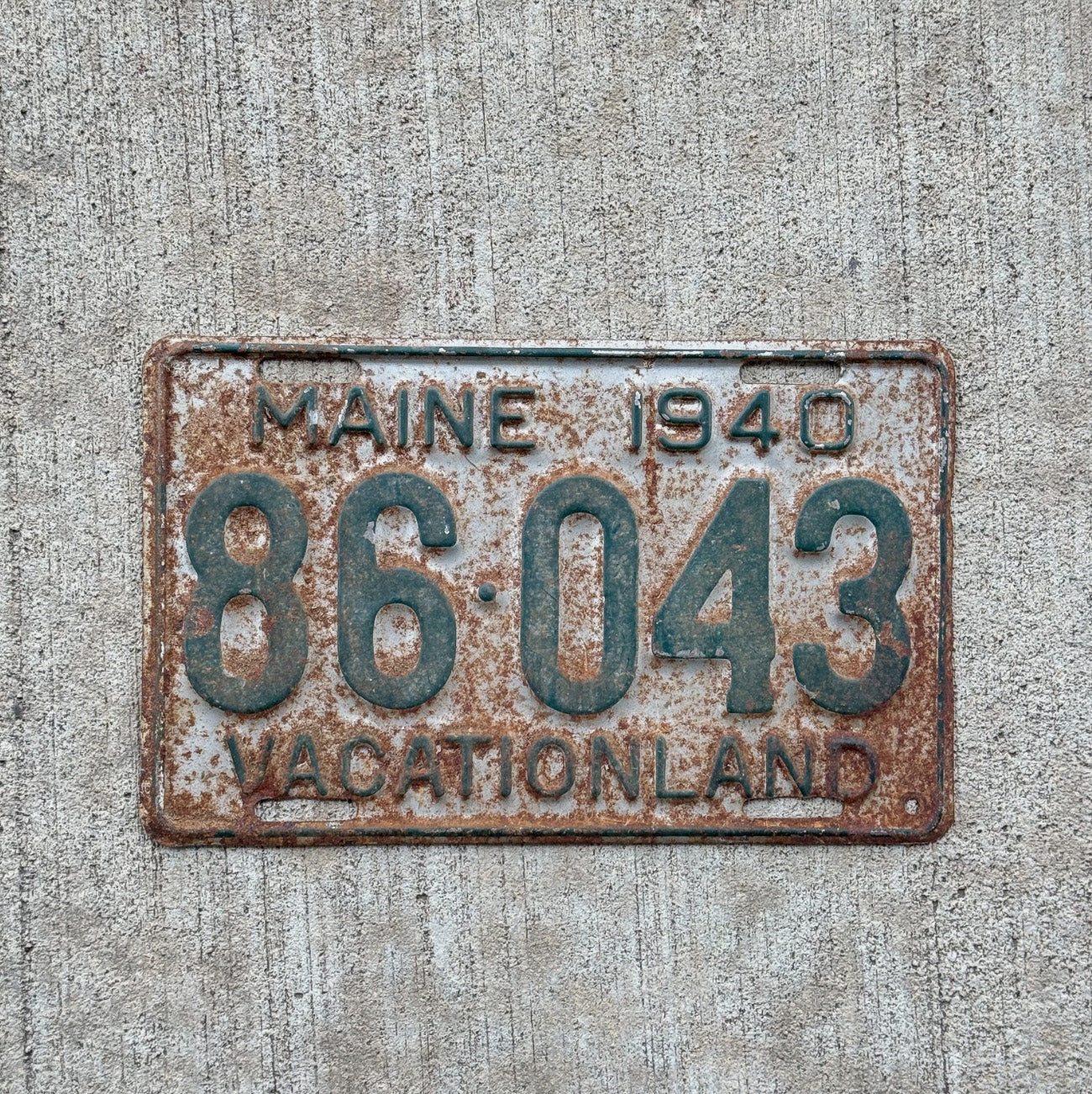 Photo of a 1940 Maine License Plate Auto Tag Garage Decor Vintage Shorty Vacationland 86043
