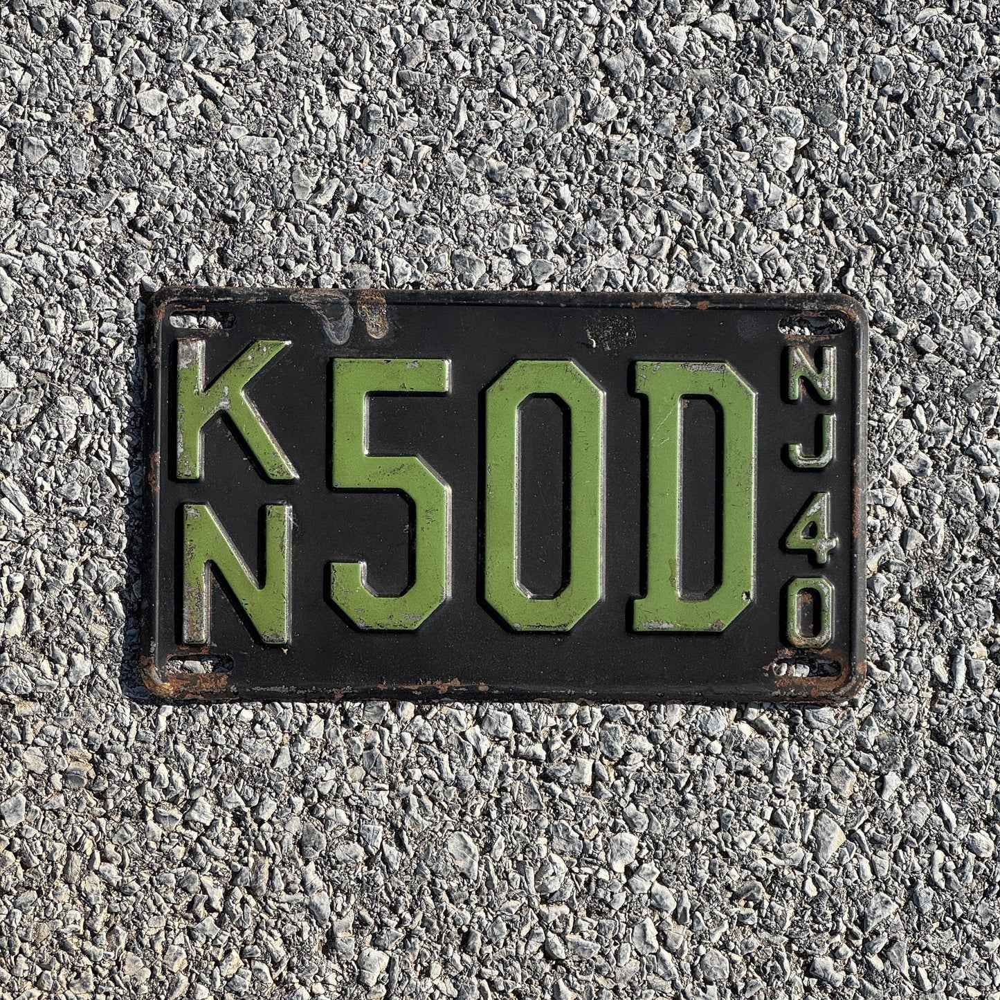 Photo of a 1940 New Jersey License Plate Auto Tag Garage Decor Vintage KN50D