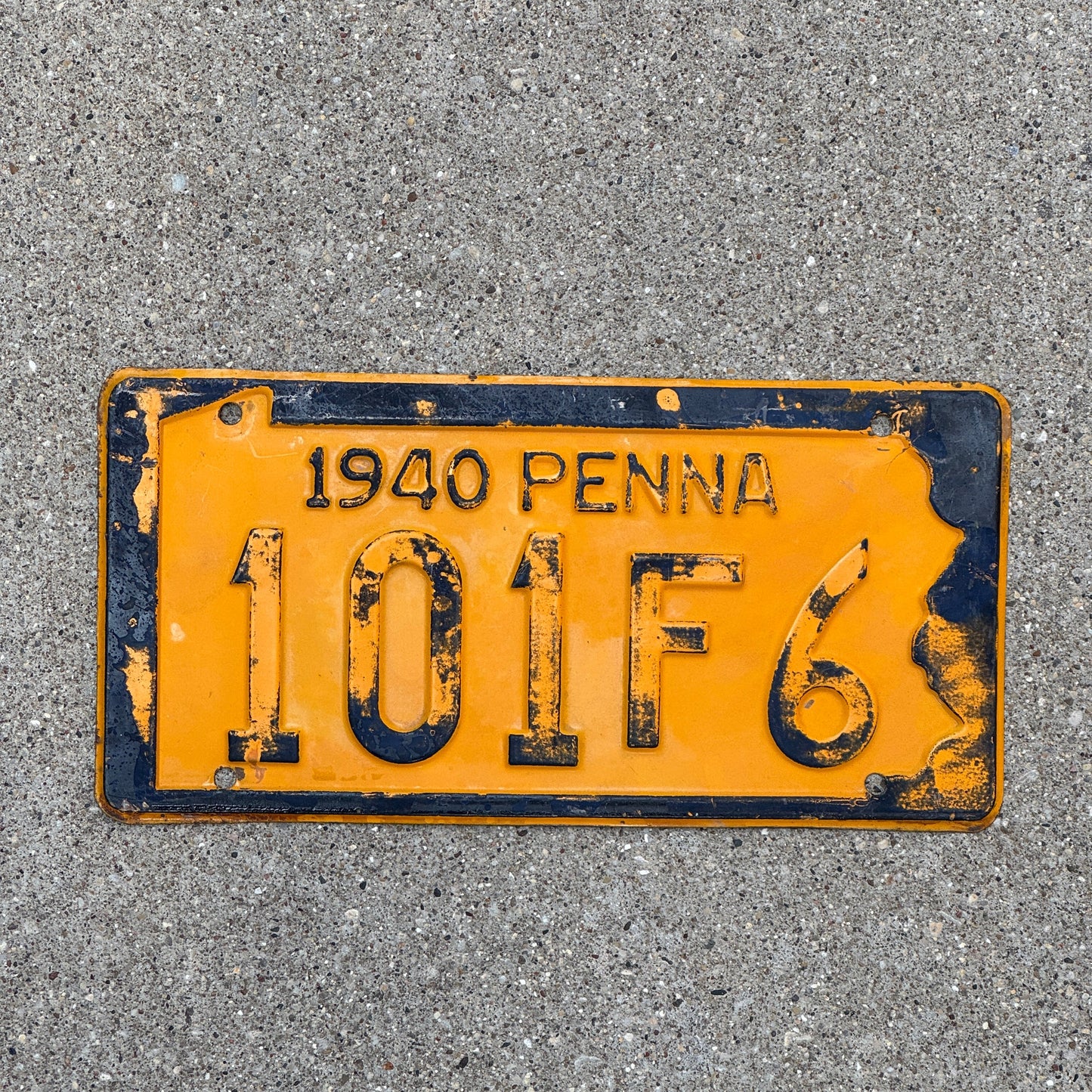 Photo of a 1940 Pennsylvania License Plate Auto Tag Garage Decor Vintage 101 F6