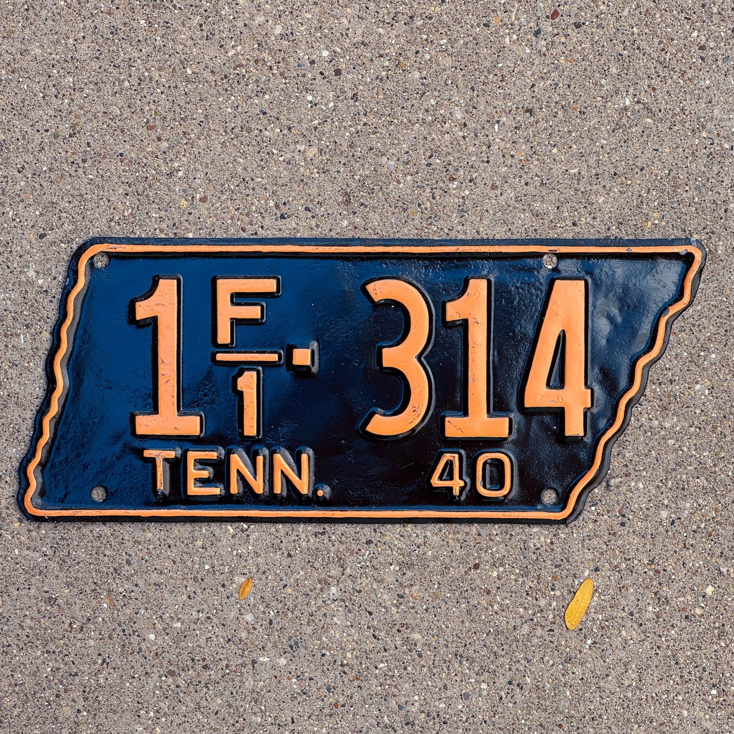 Photo of a 1940 Tennessee Farm License Plate Auto Tag Garage Decor Vintage State Shape 1 F1 314