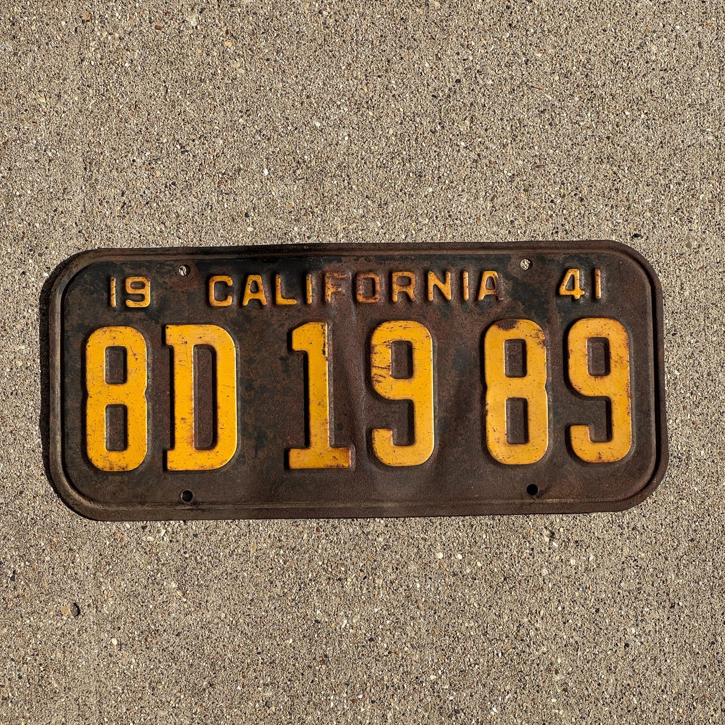 Photo of a 1941 California License Plate Auto Tag Garage Decor Vintage 8D 1989