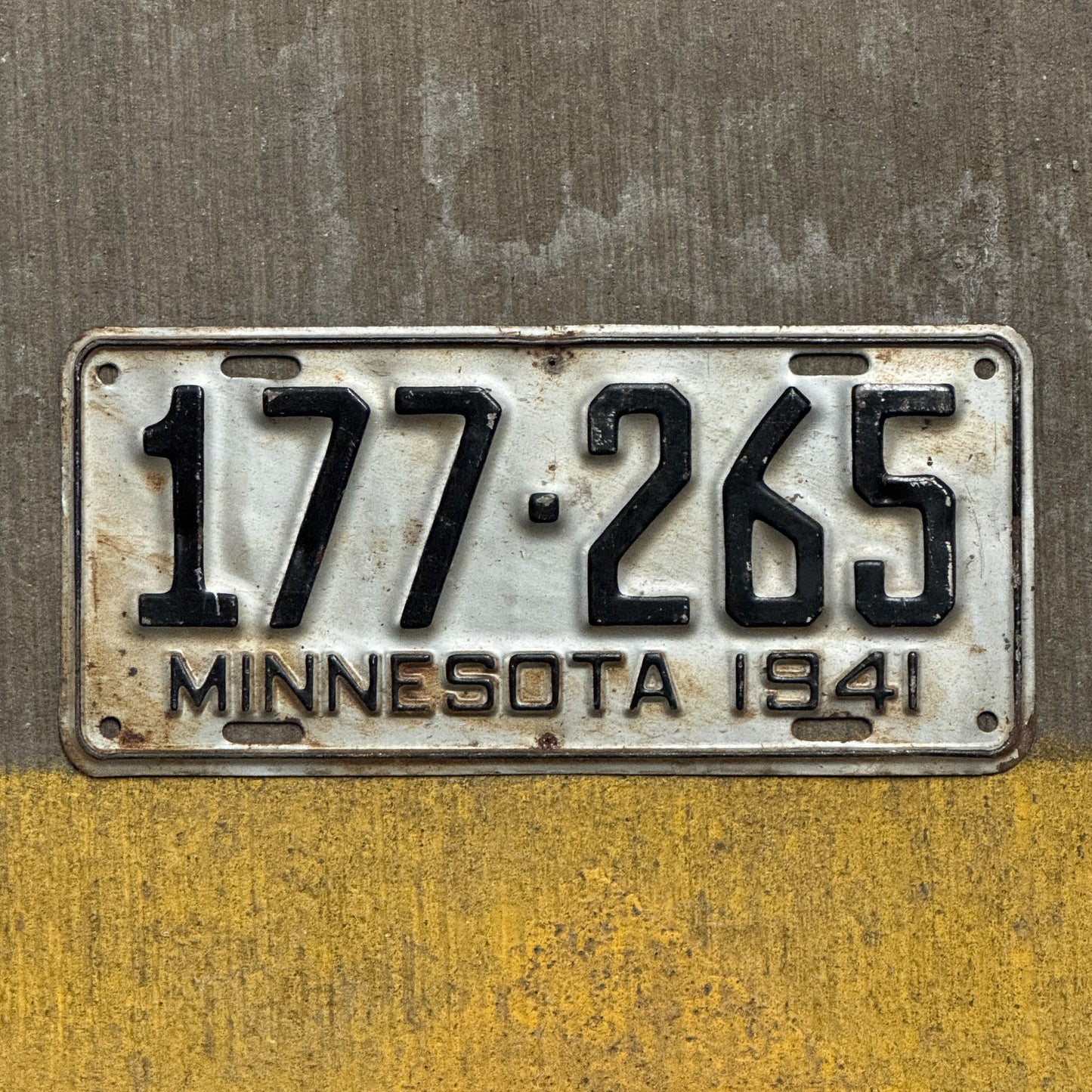 Photo of a 1941 Minnesota License Plate Auto Tag Garage Decor Vintage 177 265 with original patina