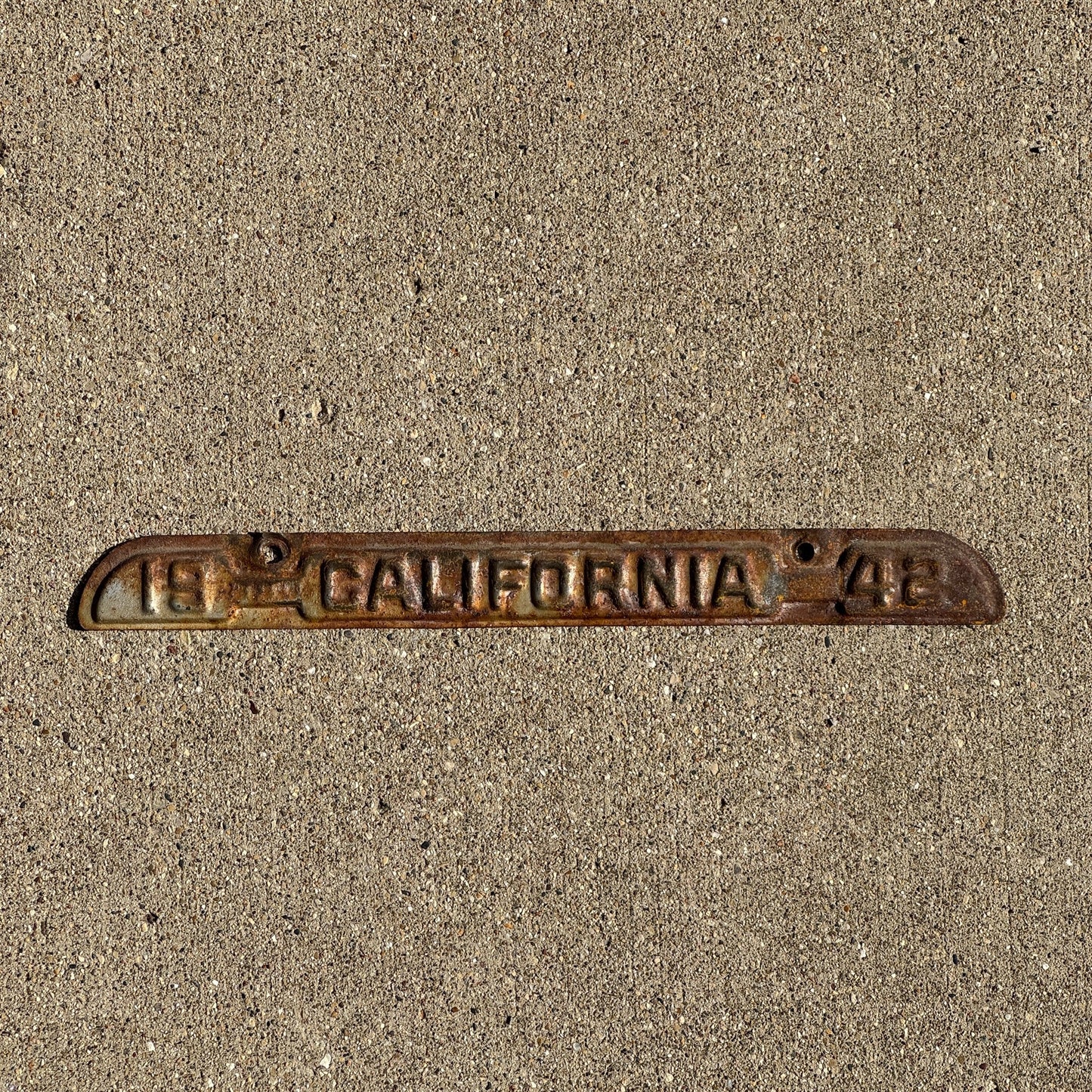 Photo of a 1942 California Tab License Plate Auto Tag Garage Decor Vintage