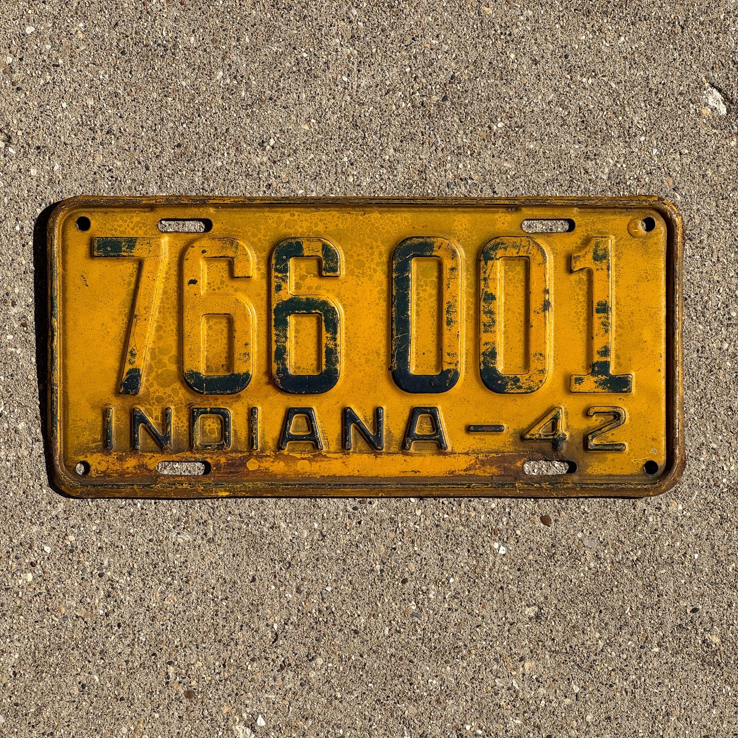 Photo of a 1942 Indiana License Plate Auto Tag Garage Decor Vintage 766 001