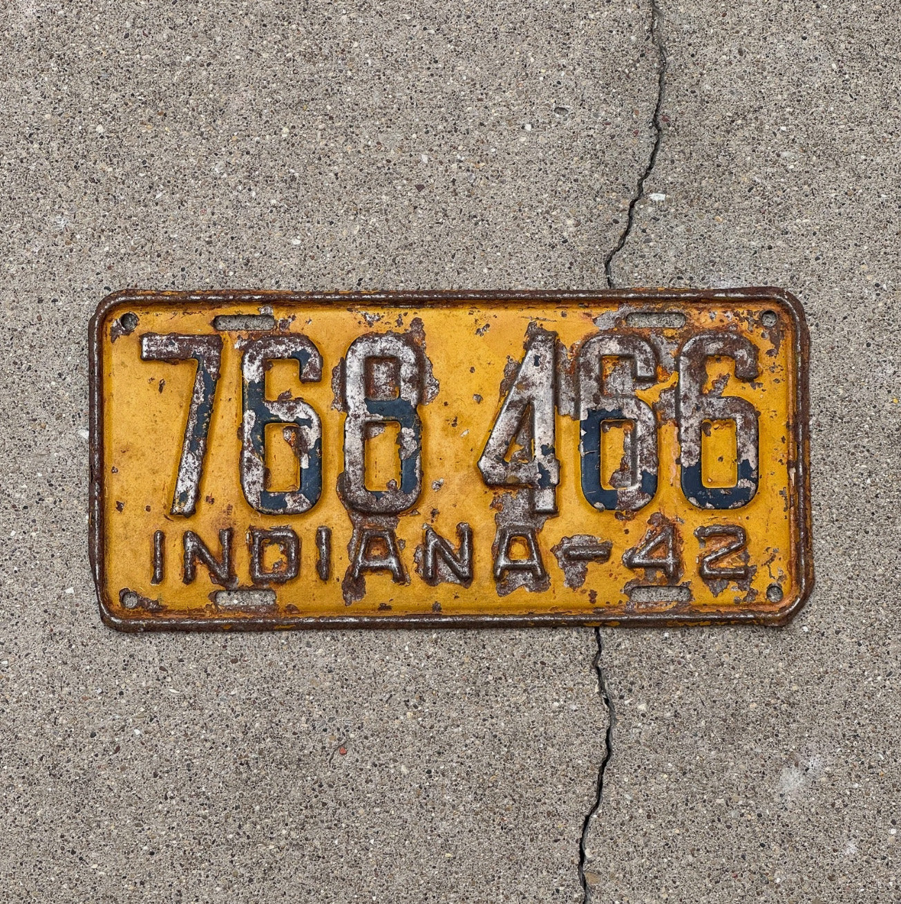 Photo of a 1942 Indiana License Plate Auto Tag Garage Decor Vintage 768 466