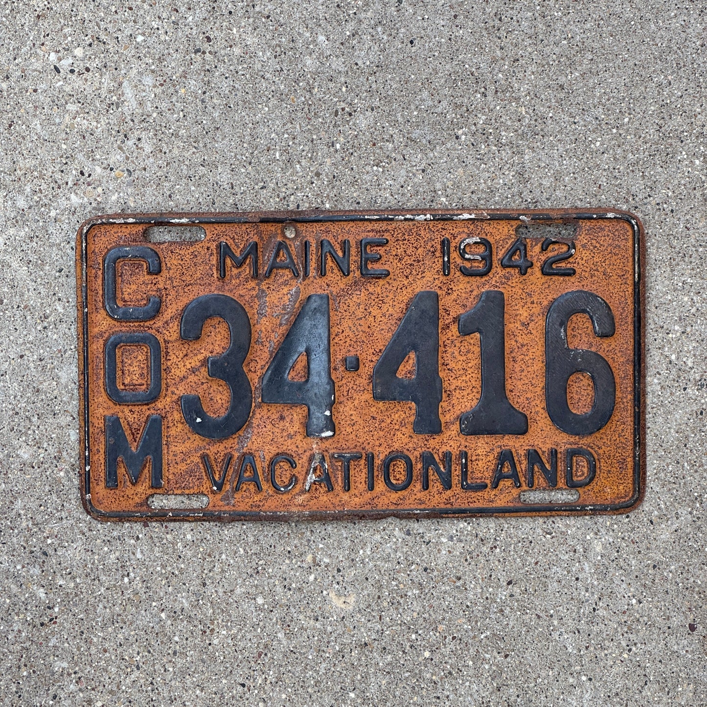 Photo of a 1942 Maine License Plate Auto Tag Garage Decor Vintage 92 214
