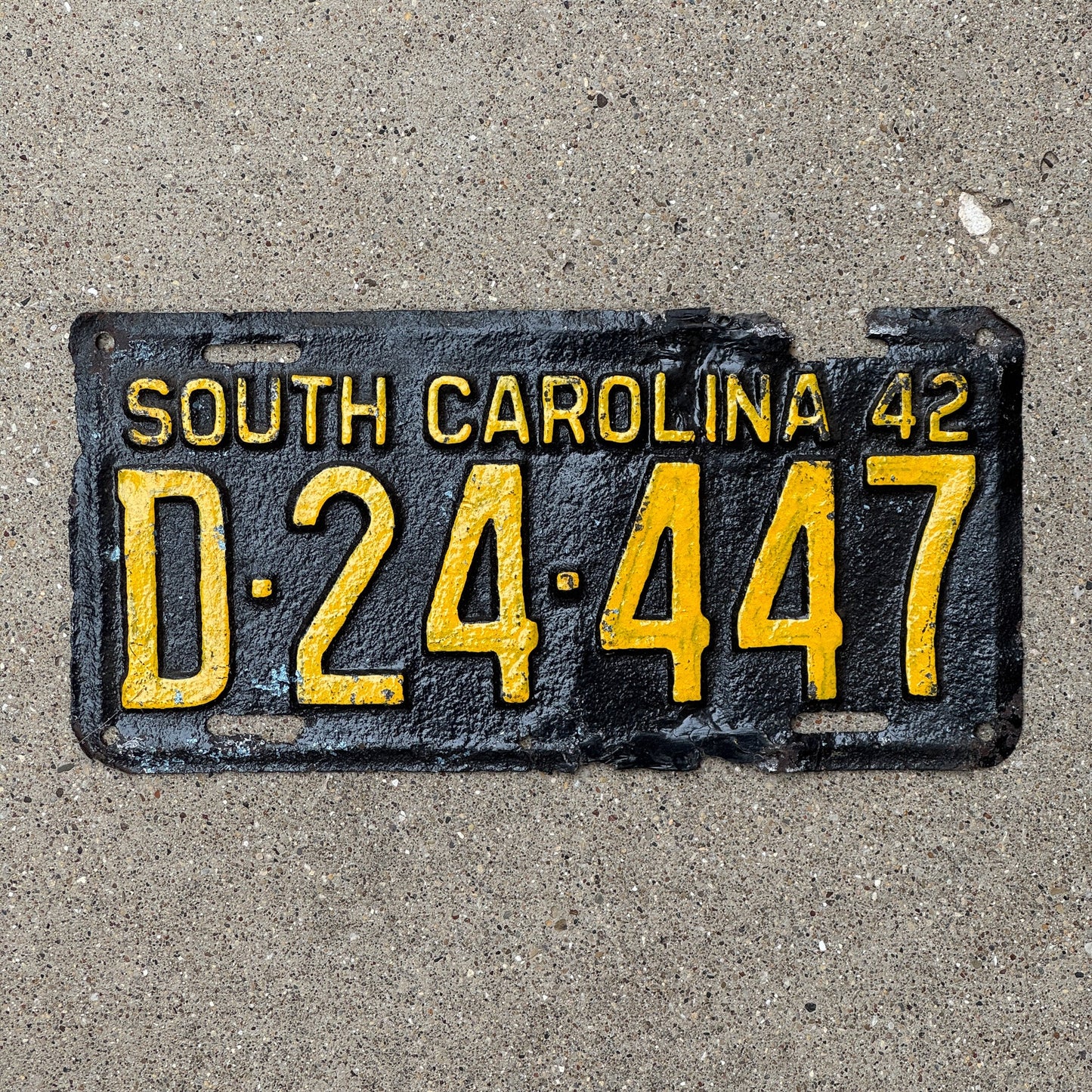 Photo of a 1942 South Carolina License Plate Auto Tag Garage Decor Vintage Repeat Repeating D 2 444 7