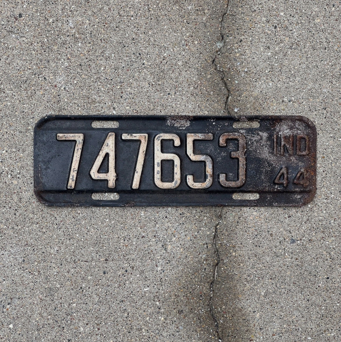 Photo of a 1944 Indiana License Plate Auto Tag Garage Decor Vintage War Year War Year 747653