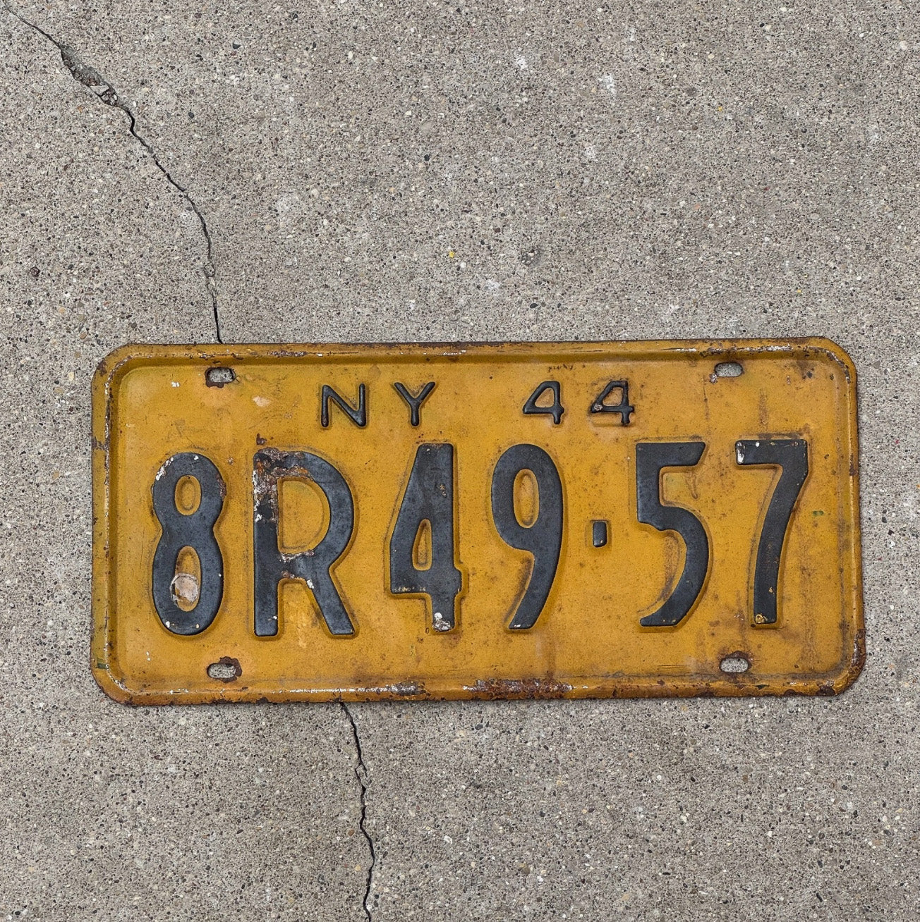 Photo of a 1944 New York License Plate Auto Tag Garage Decor Vintage 8R 4957
