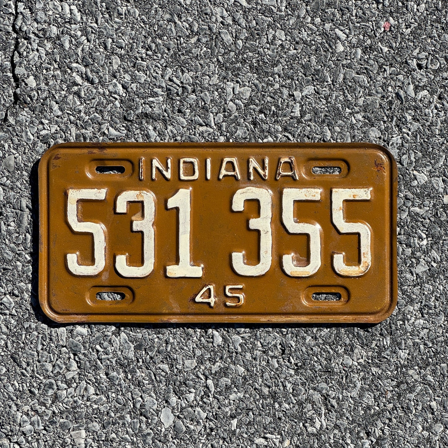 Photo of a 1945 Indiana License Plate Auto Tag Garage Decor Vintage 531355