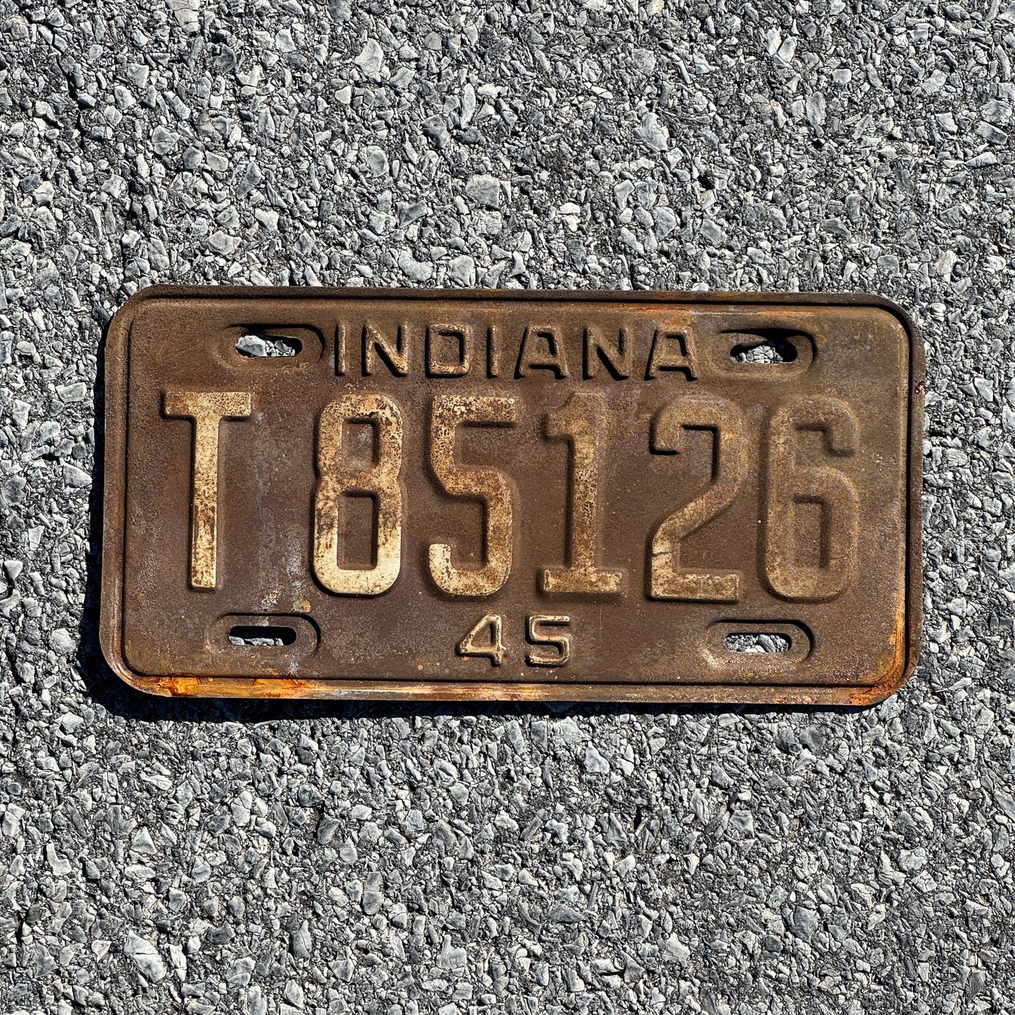Photo of a 1945 Indiana Truck License Plate Auto Tag Garage Decor Vintage T 85126