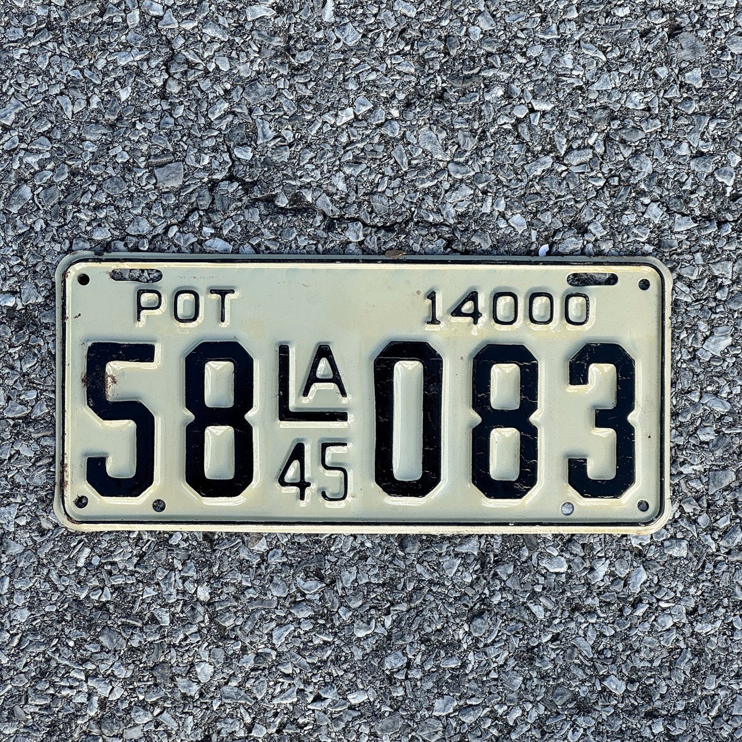 Photo of a 1945 Louisiana Truck License Plate Auto Tag Garage Decor Vintage | Example in ALPCA Archives | 58 083