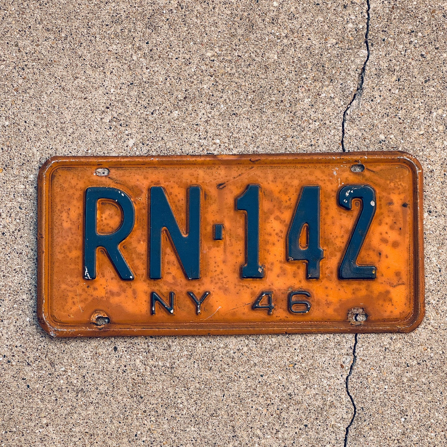 Photo of a 1946 New York License Plate Auto Tag Garage Decor Vintage RN 142